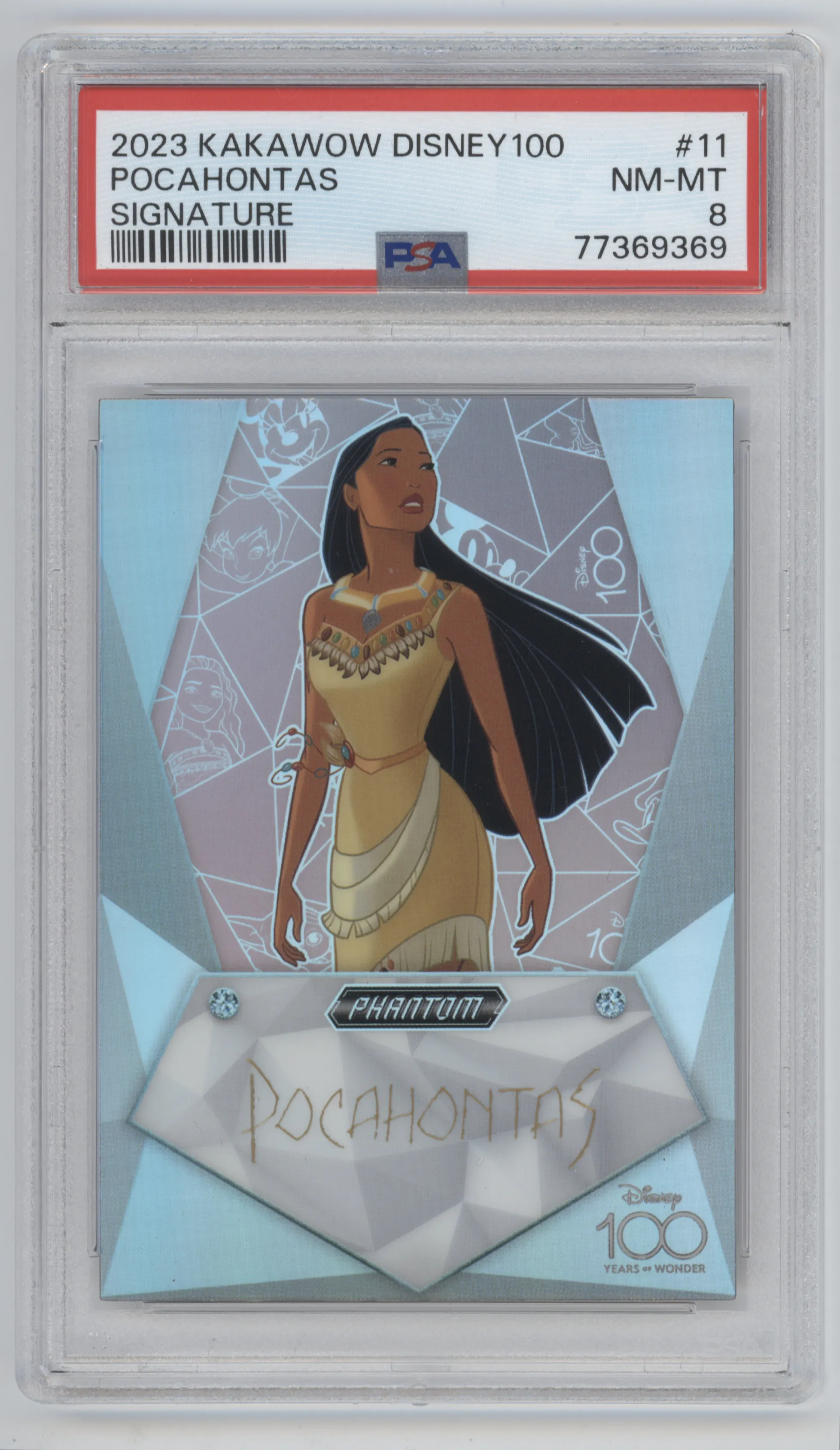 2023 Kakawow Disney 100 Signature Pocahontas #PD-SIG-11 PSA 8