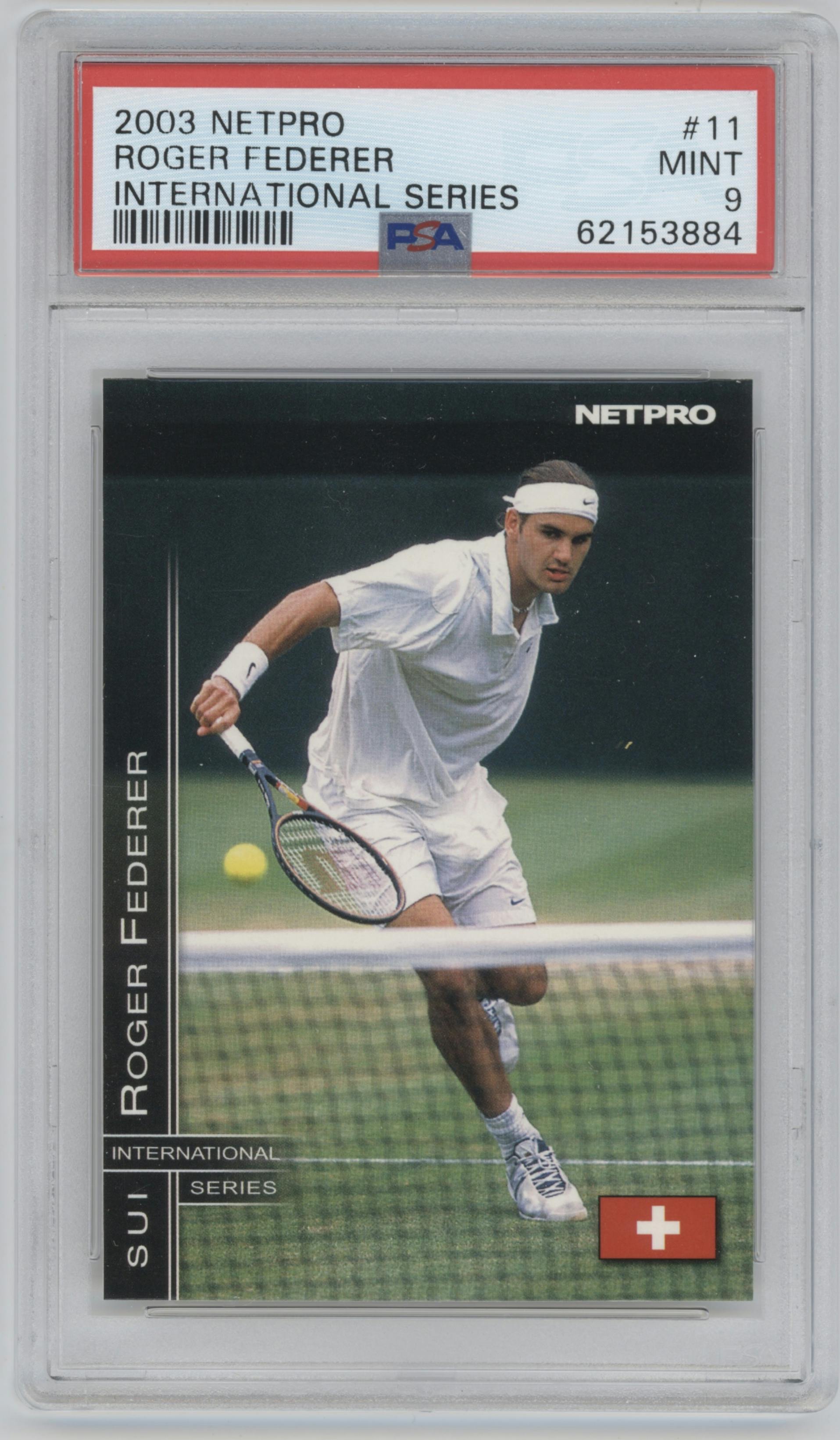 Roger Federer from the 2003 NetPro International Series set graded by PSA and given an overall grade of 9.