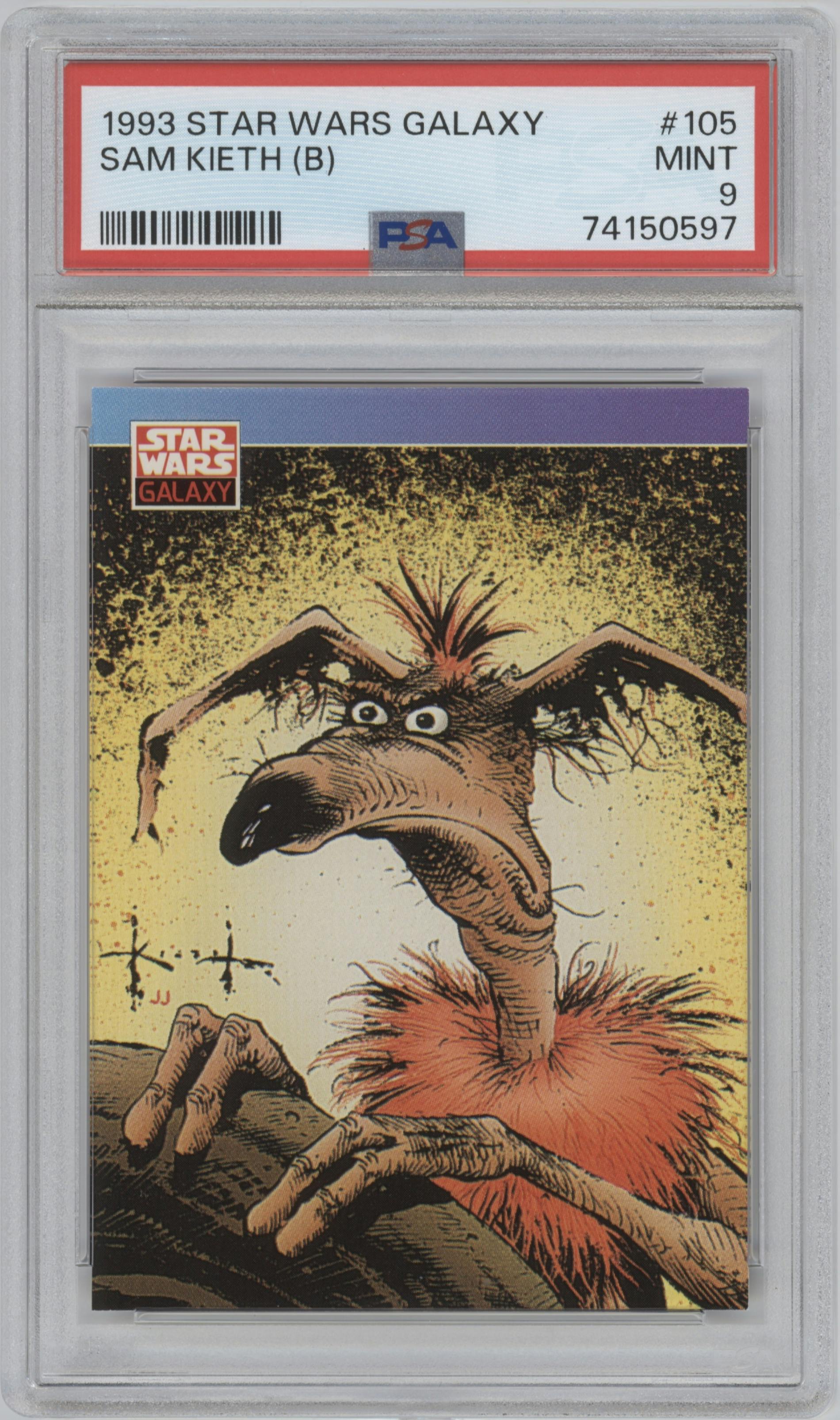 Sam Kieth (B) from the 1993 Topps Star Wars Galaxy set graded by PSA and given an overall grade of 9.