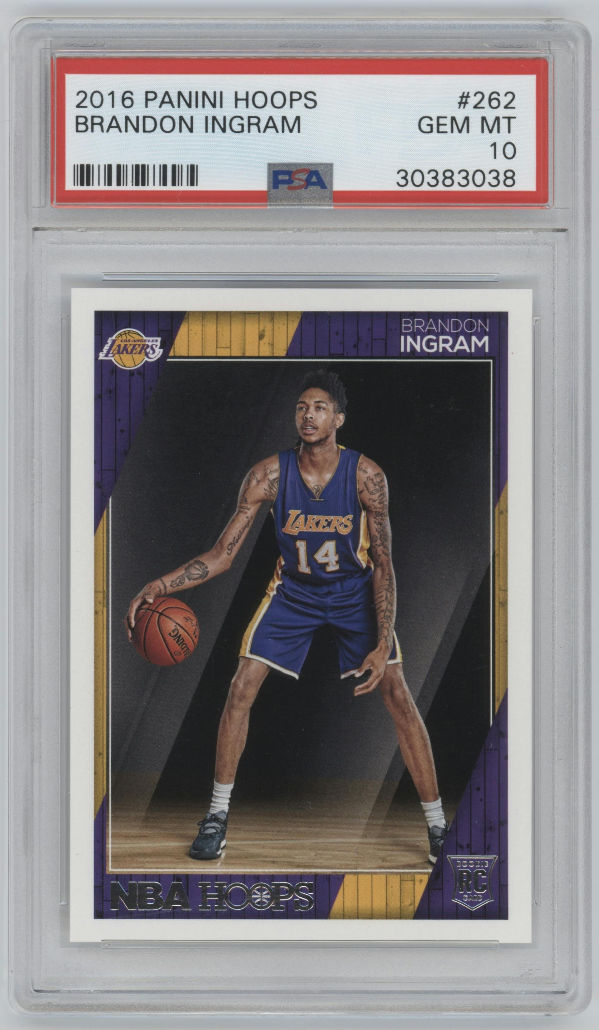 Brandon Ingram from the 2016-17 Panini NBA Hoops set graded by PSA and given an overall grade of 10.
