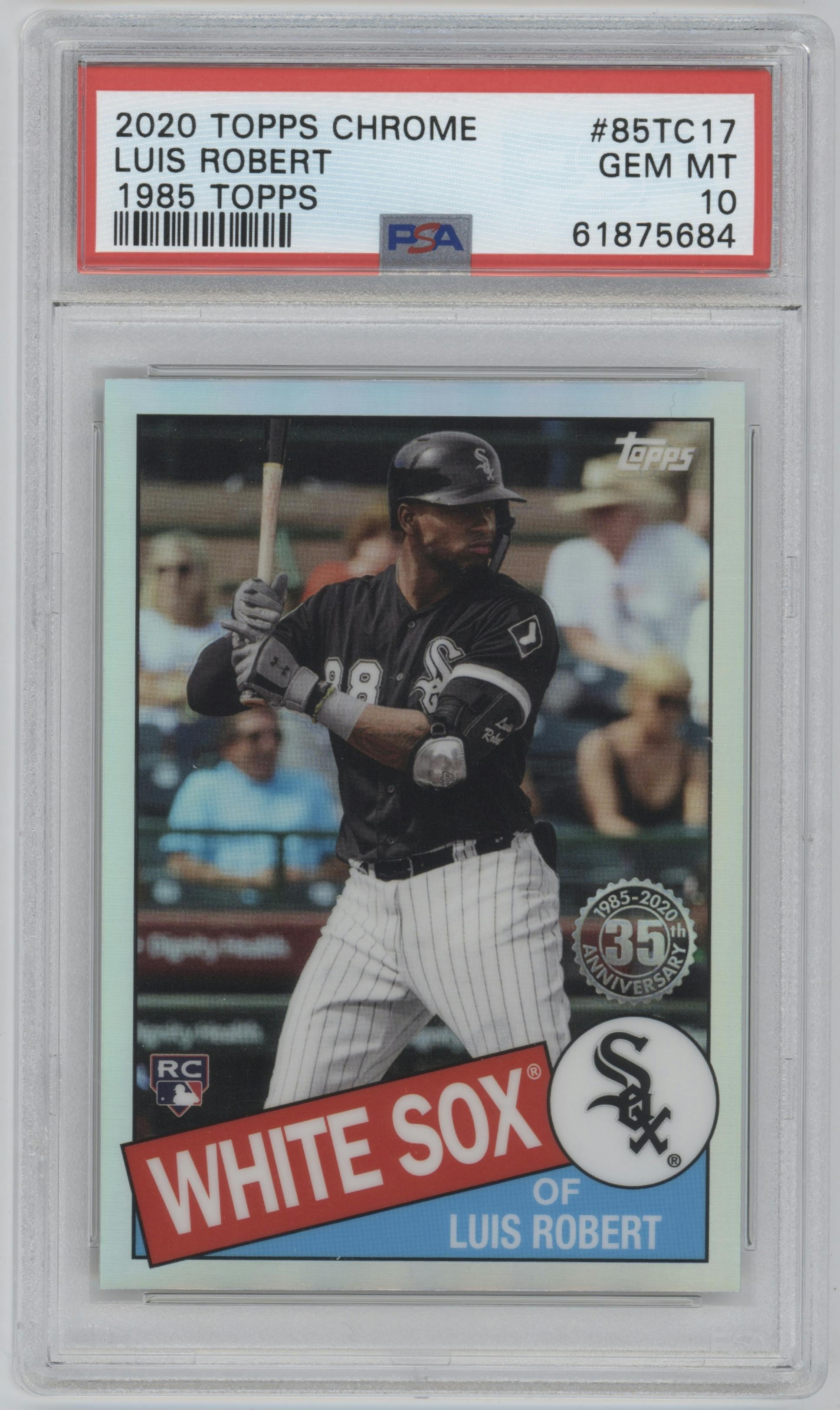 Luis Robert from the 2020 Topps Chrome set graded by PSA and given an overall grade of 10.