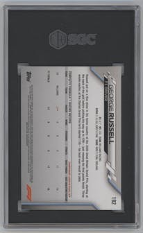 George Russell from the 2020 Topps Chrome F1  set graded by SGC and given an overall grade of 9.5.