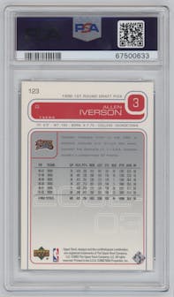 Allen Iverson from the 2002-03 Upper Deck  set graded by PSA and given an overall grade of 10.