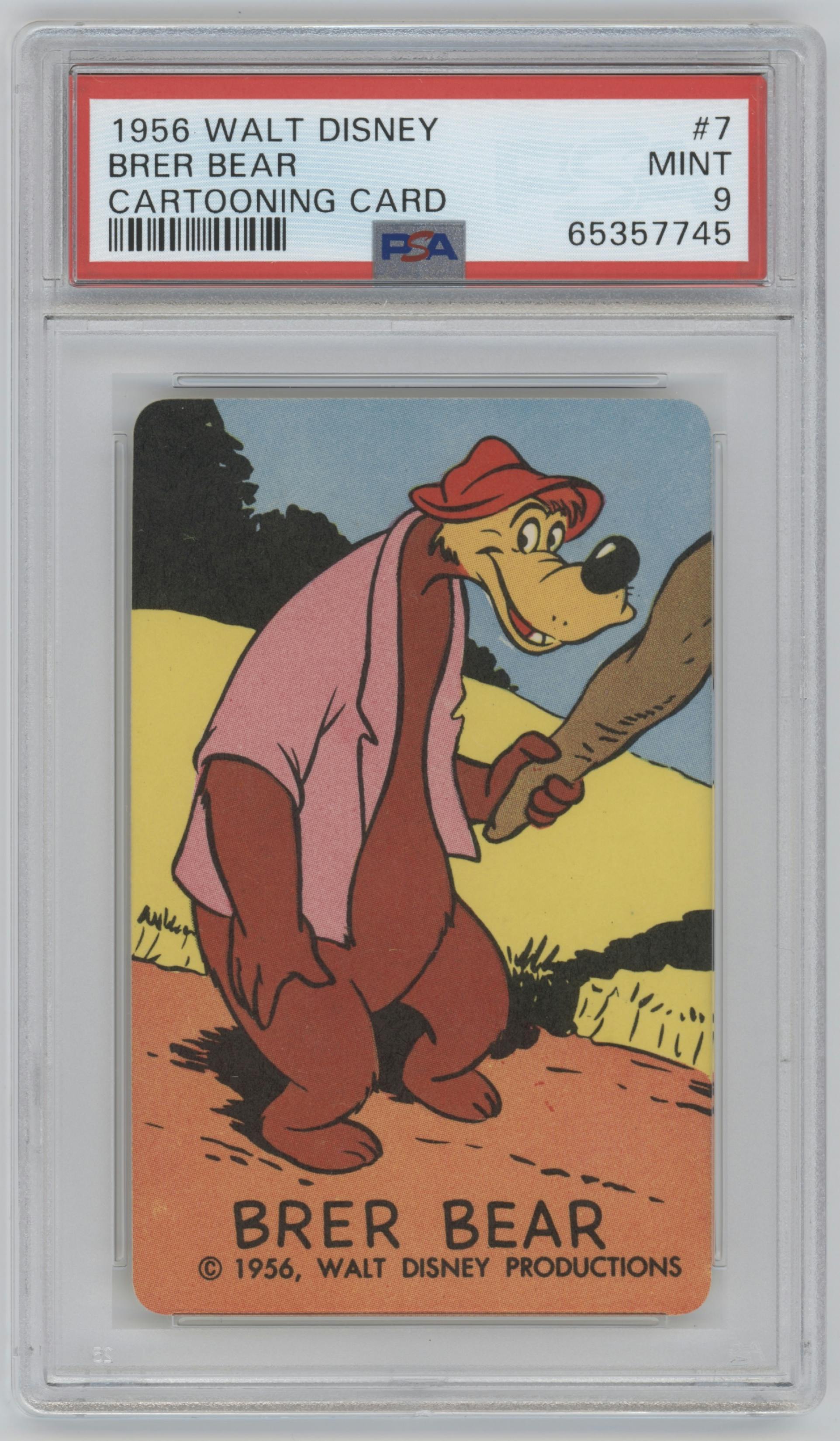 Brer Bear from the 1956 Walt Disney Cartooning Card set graded by PSA and given an overall grade of 9.
