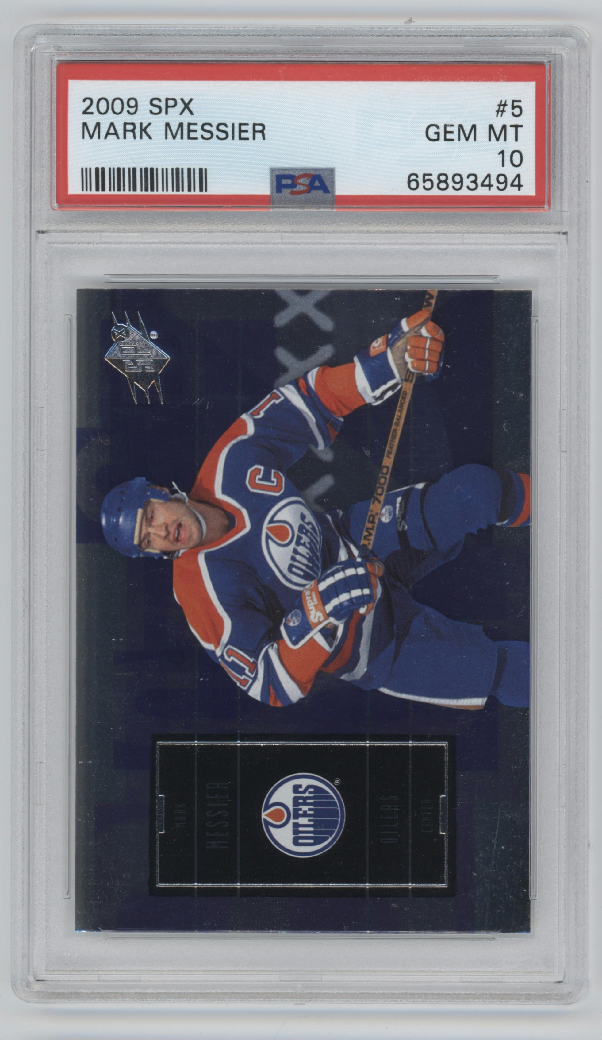 Mark Messier from the 2009-10 Upper Deck SPx set graded by PSA and given an overall grade of 10.