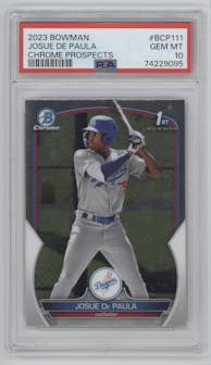 Josue De Paula from the 2023 Bowman  set graded by PSA and given an overall grade of 10.