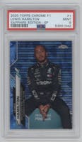 Lewis Hamilton from the 2020 Topps Chrome Sapphire Formula 1  set graded by PSA and given an overall grade of 9.