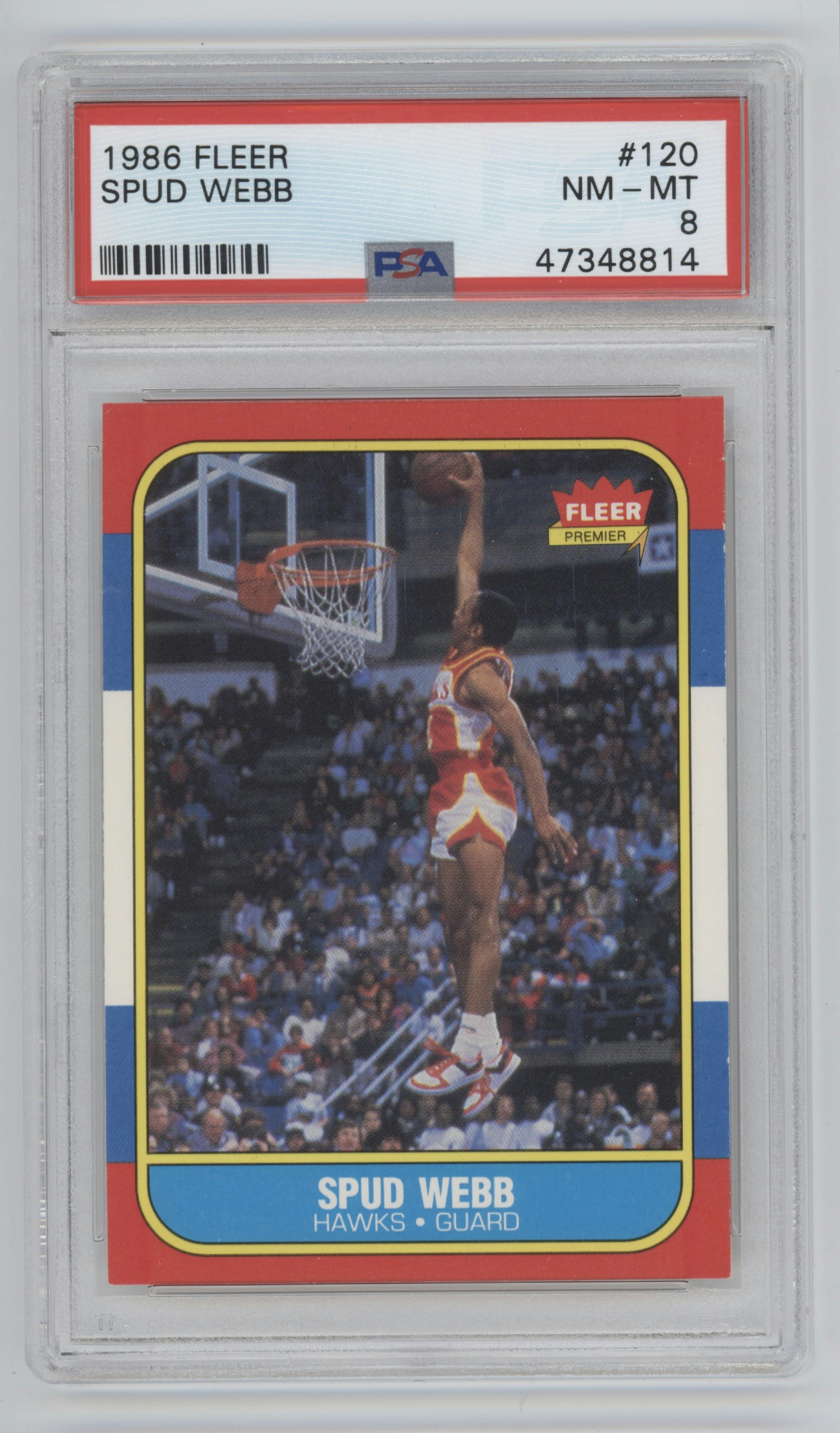 Spud Webb from the 1986-87 Fleer set graded by PSA and given an overall grade of 8.