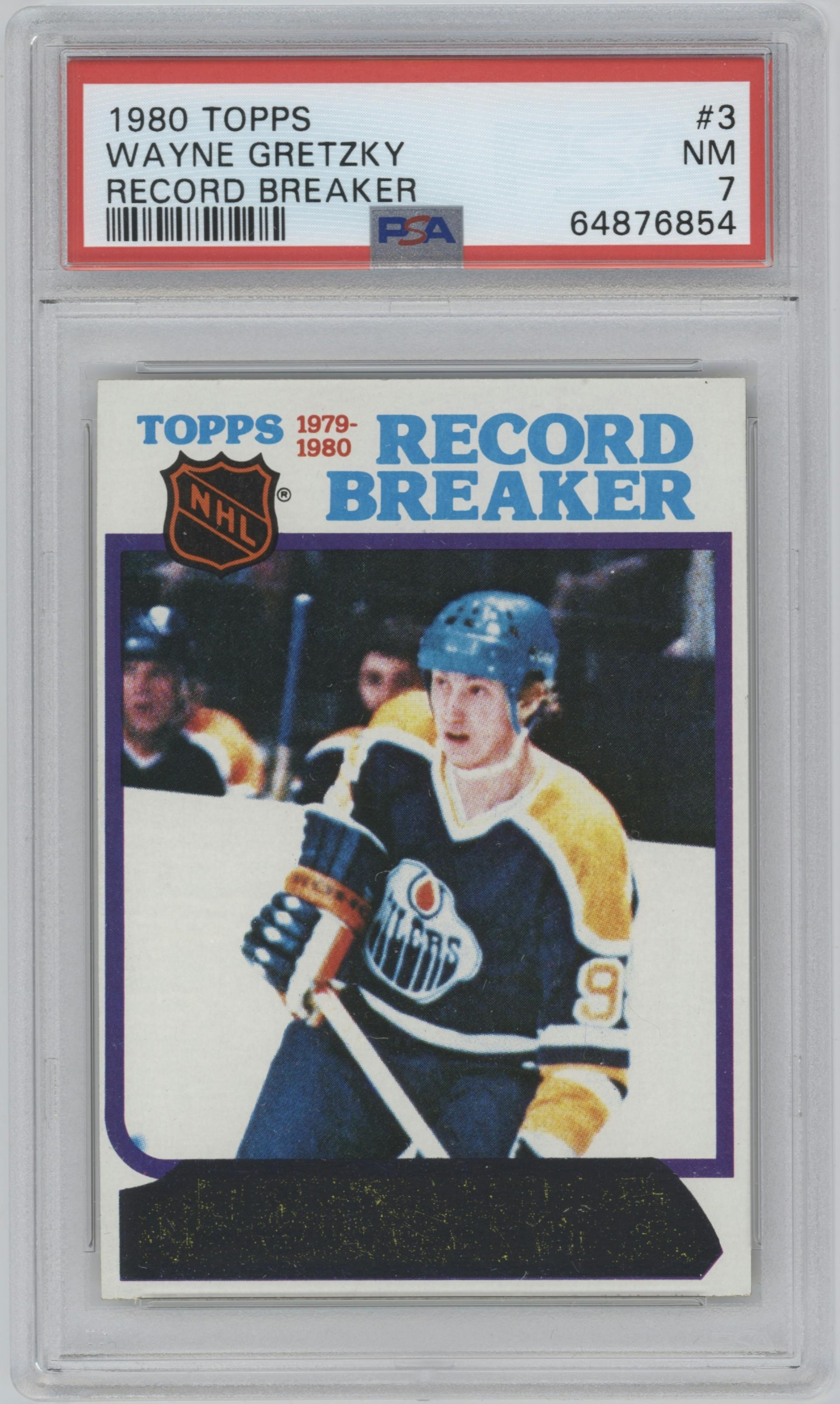 Wayne Gretzky from the 1980-81 Topps set graded by PSA and given an overall grade of 7.