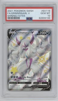 Grimmsnarl V from the 2021 Pokemon SWSH set graded by PSA and given an overall grade of 10.