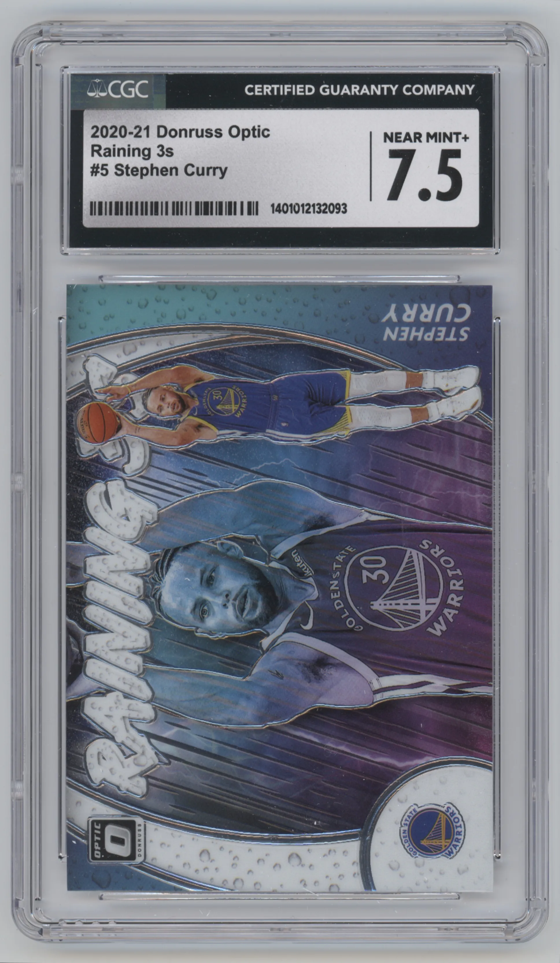 Stephen Curry from the 2020-21 Panini Donruss Optic set graded by CSG and given an overall grade of 7.5.