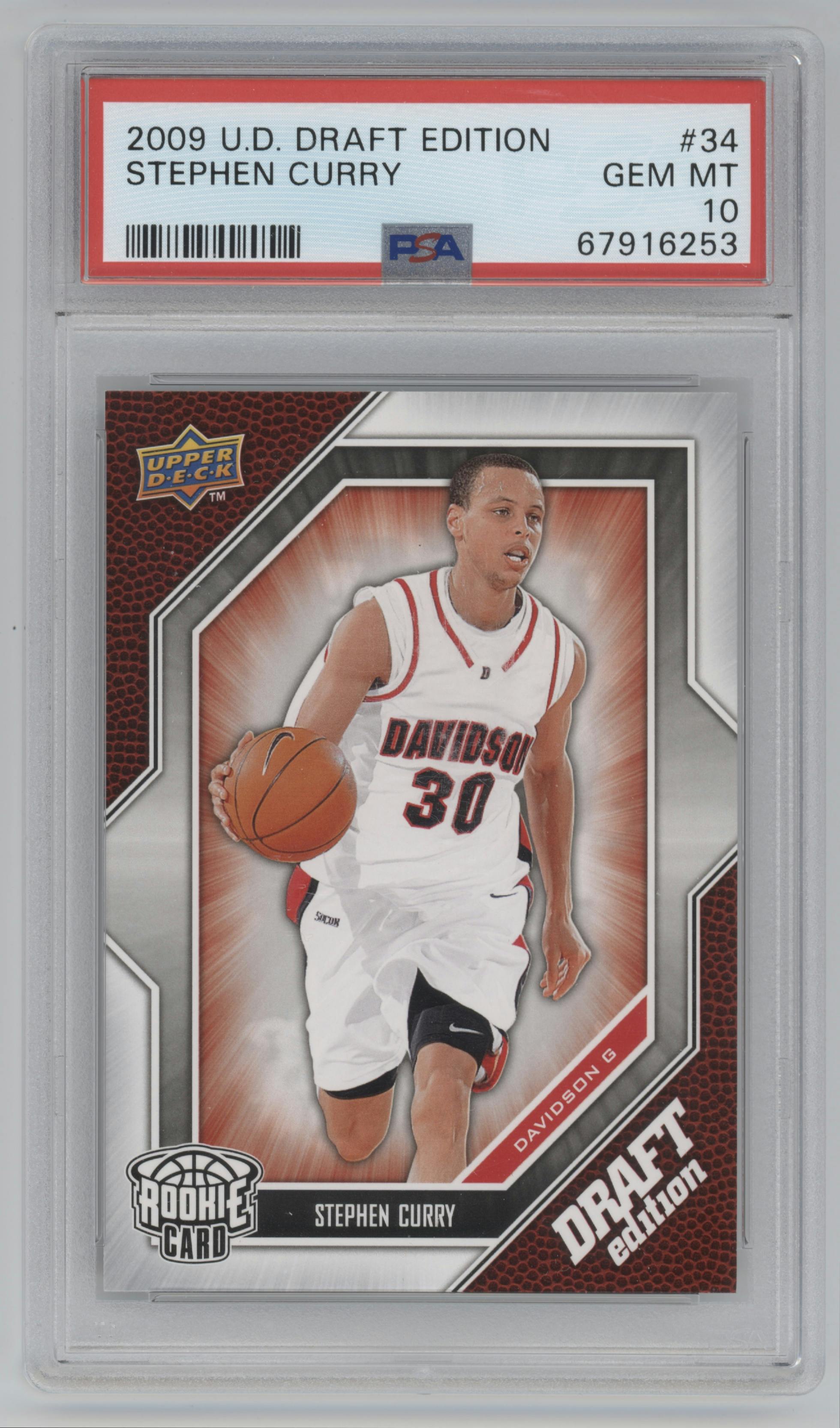 Stephen Curry from the 2009-10 UD Draft Edition set graded by PSA and given an overall grade of 10.