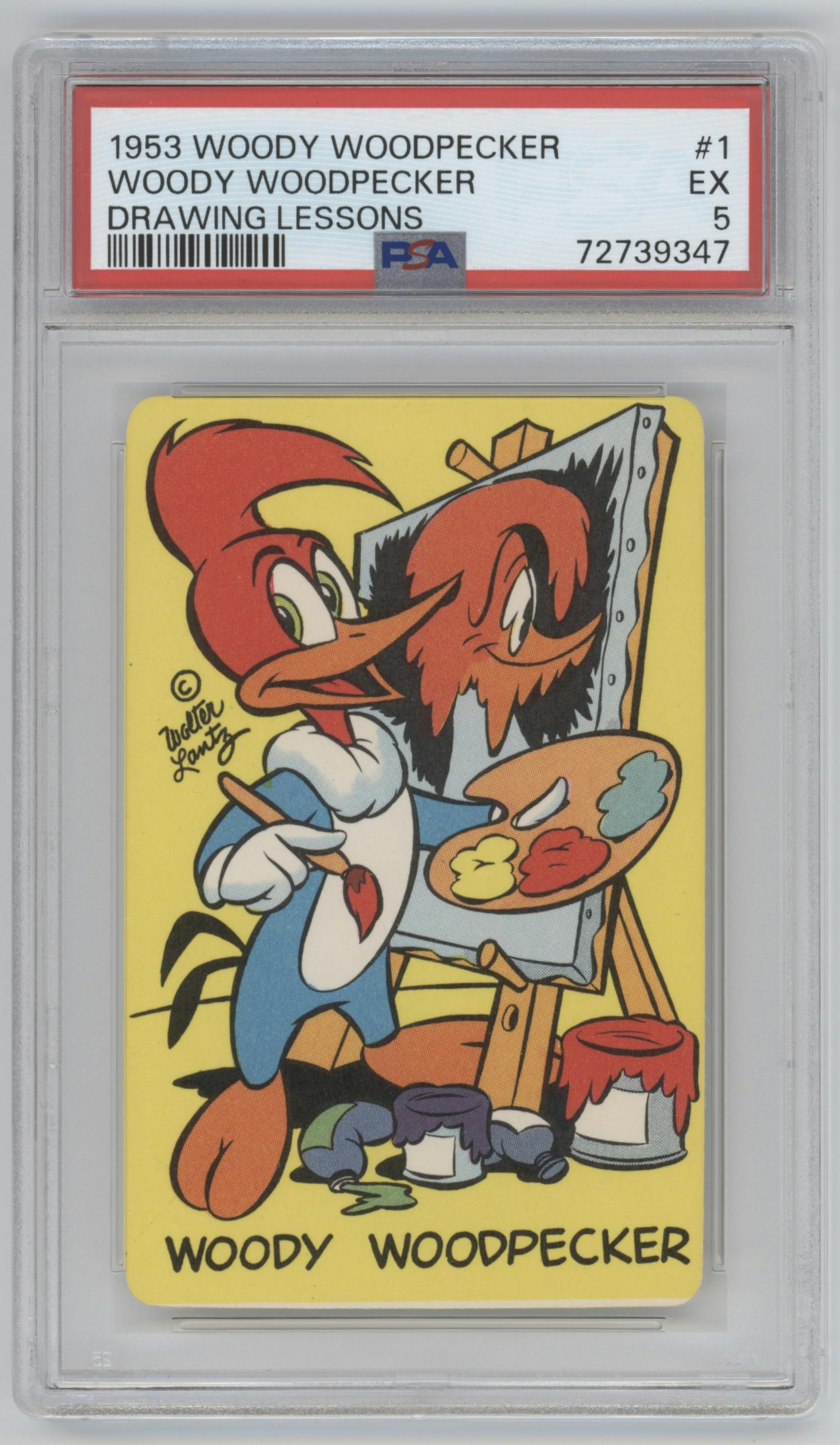 Woody Woodpecker from the 1953 Woody Woodpecker Drawing Lessons set graded by PSA and given an overall grade of 5.