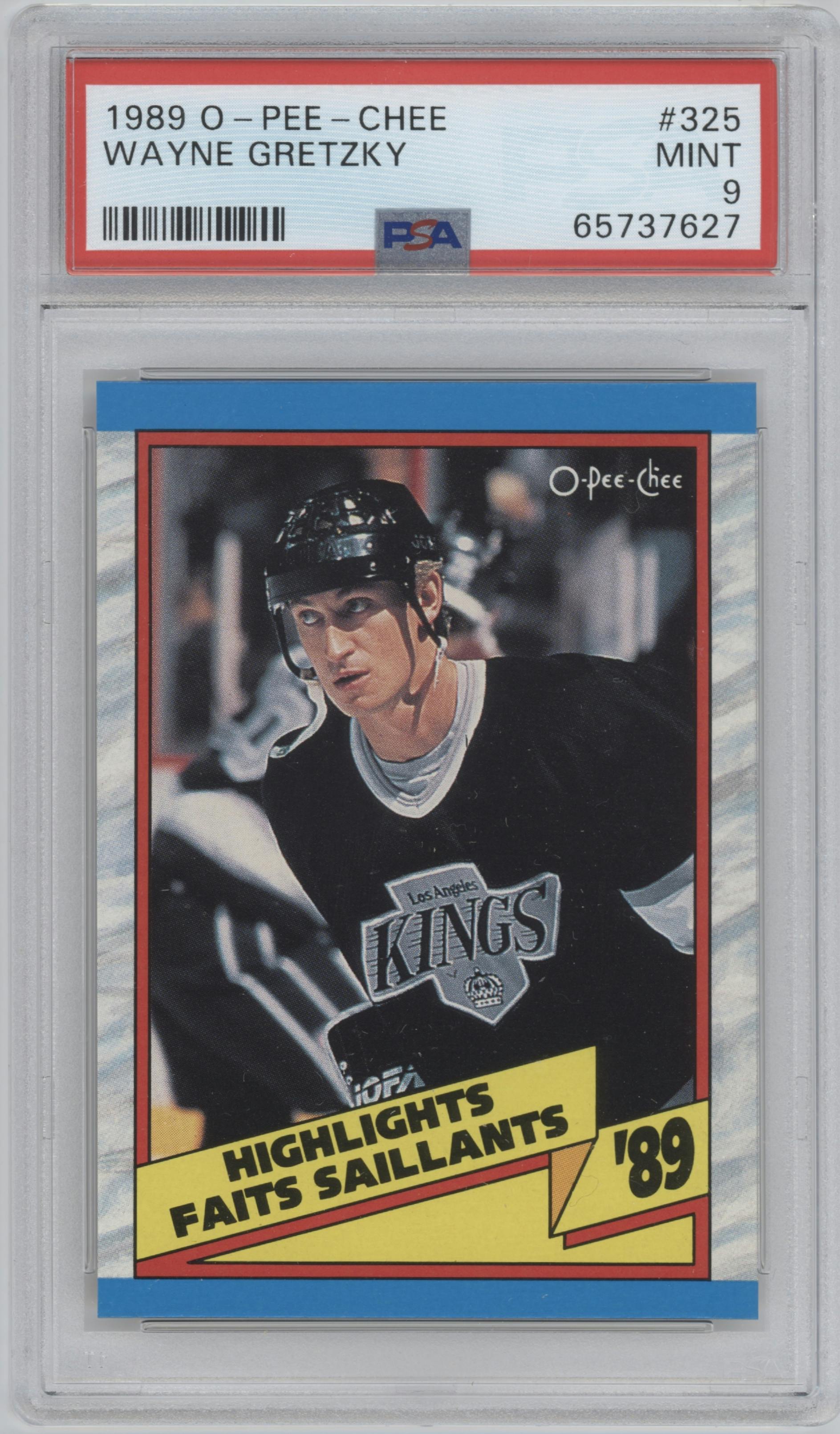 Wayne Gretzky from the 1989-90 O-Pee-Chee set graded by PSA and given an overall grade of 9.