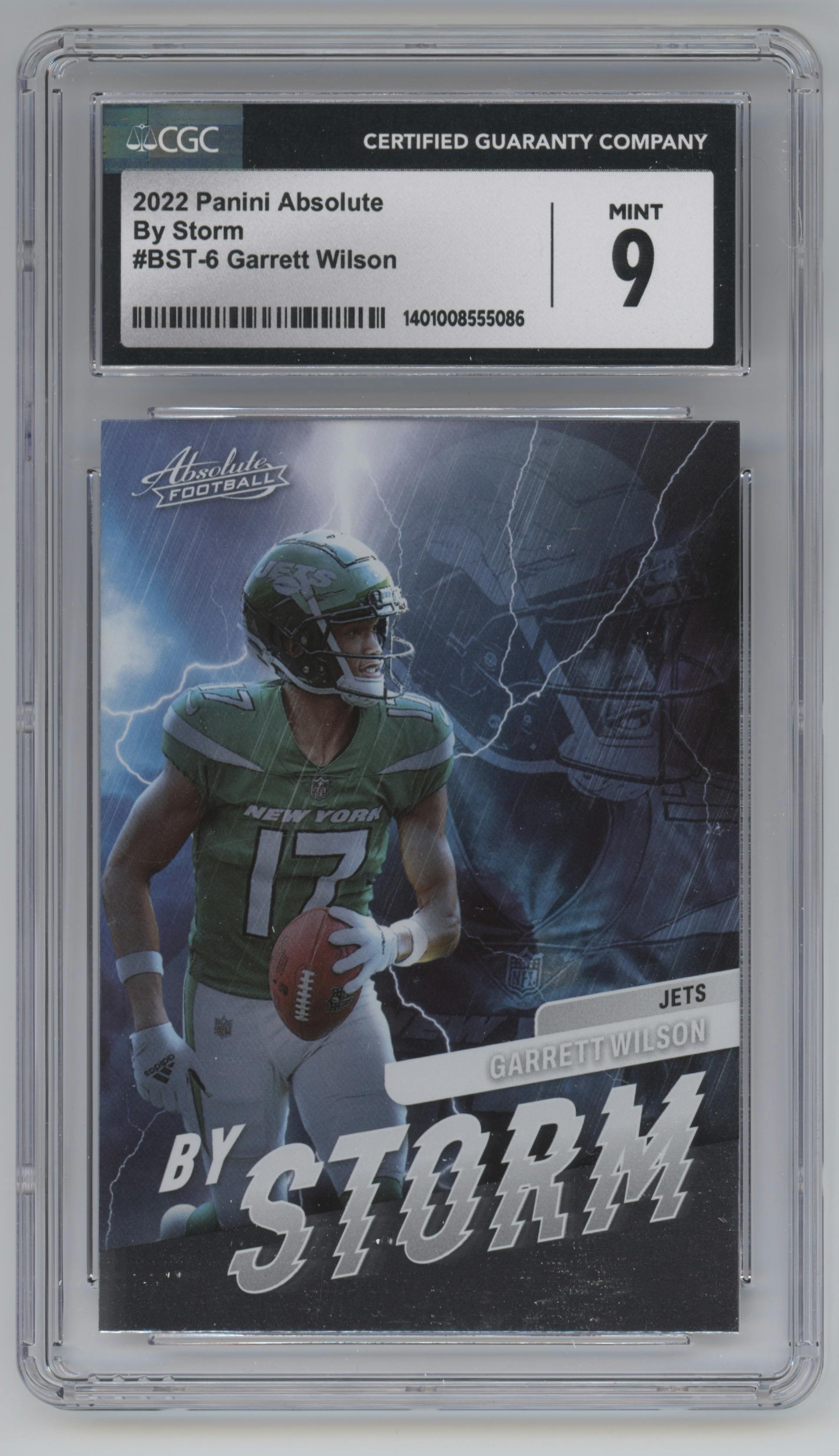  Garrett Wilson from the 2022 Panini Absolute set graded by CSG and given an overall grade of 9.