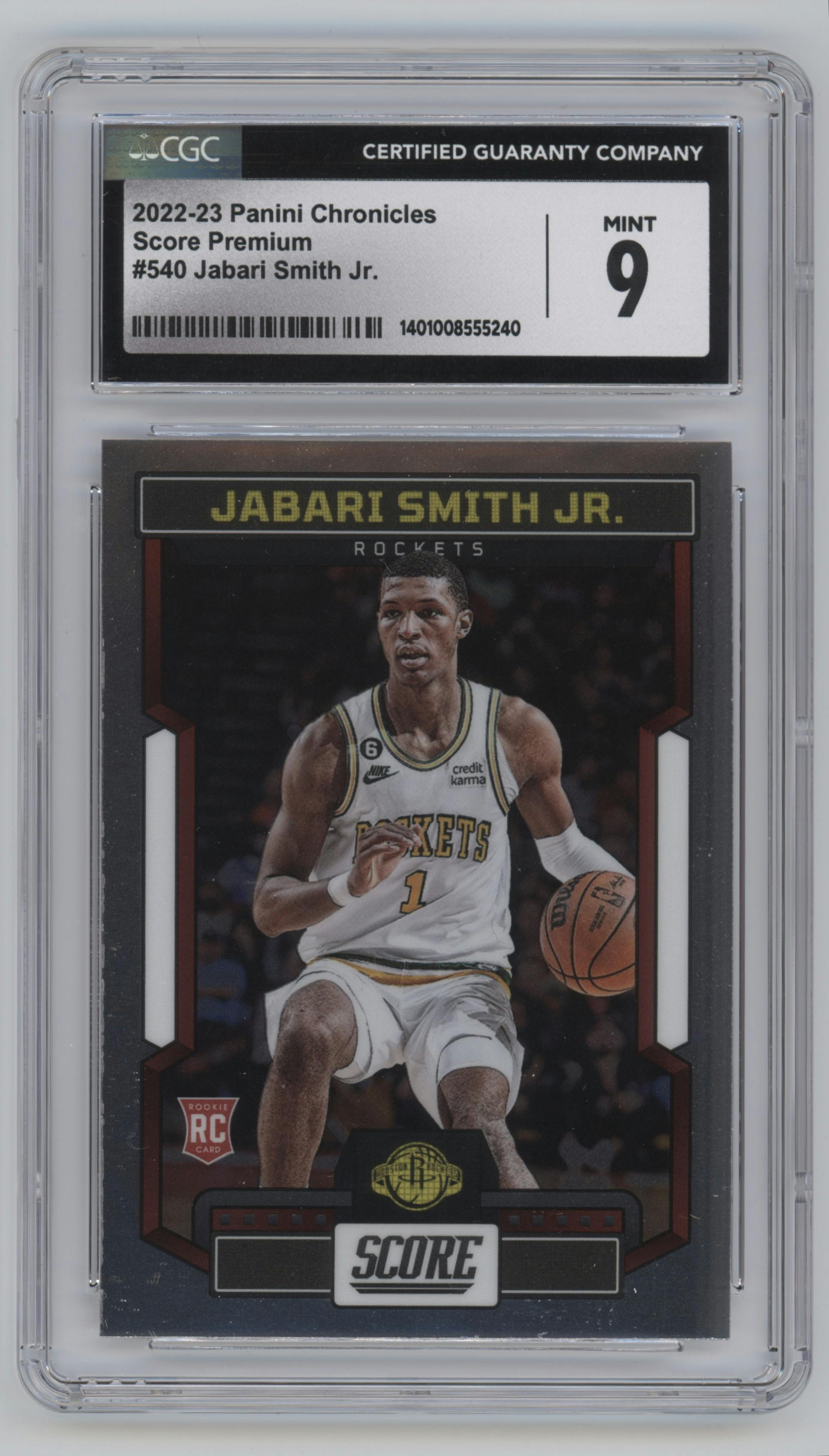 Jabari Smith Jr. from the 2022-23 Panini Chronicles  set graded by CSG and given an overall grade of 9.