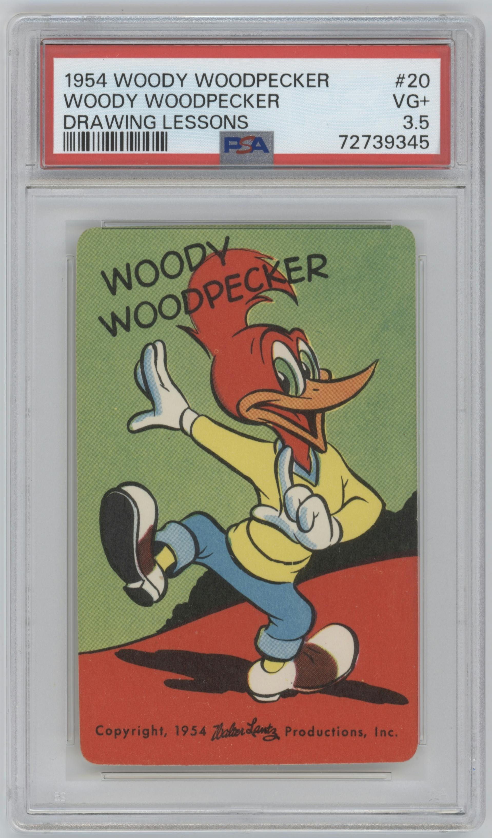 Woody Woodpecker from the 1954 Woody Woodpecker Drawing Lessons set graded by PSA and given an overall grade of 3.5.