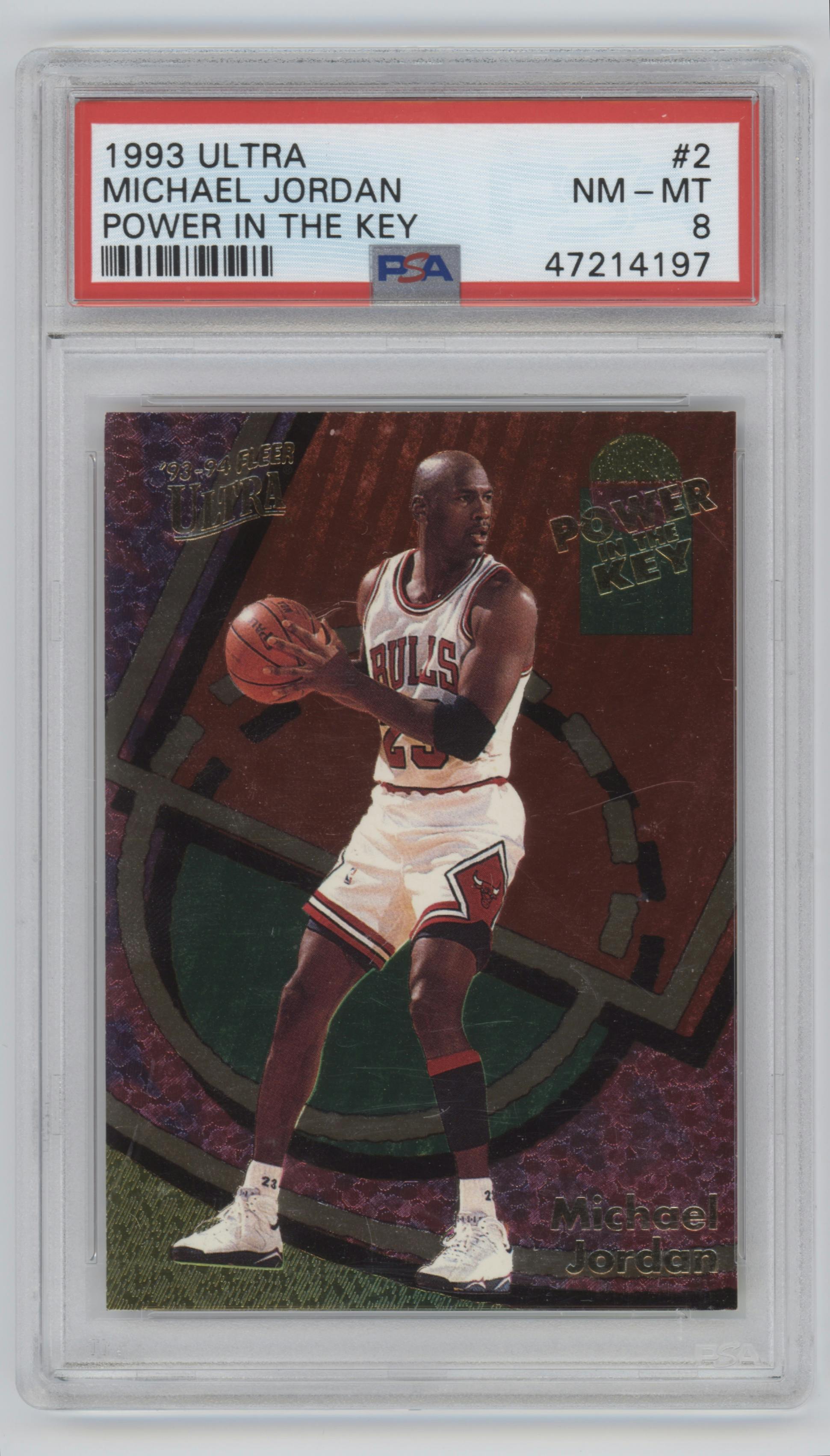 Michael Jordan  from the 1993-94 Fleer Ultra set graded by PSA and given an overall grade of 8.