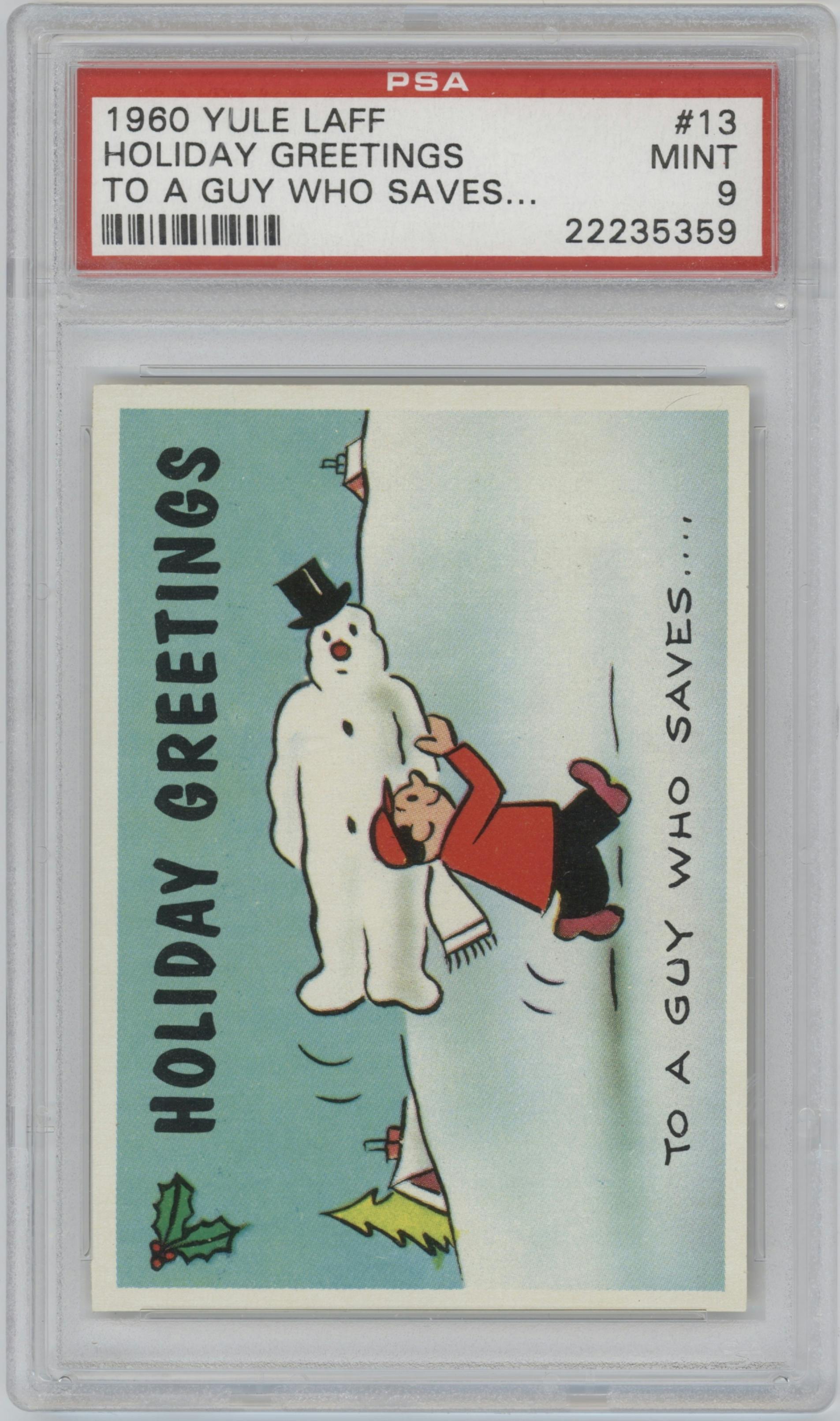 To A Guy Who Saves... from the 1960 Fleer Yule Laff set graded by PSA and given an overall grade of 9.