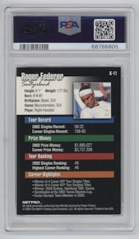 Roger Federer from the 2003 NetPro Glossy set graded by PSA and given an overall grade of 9.
