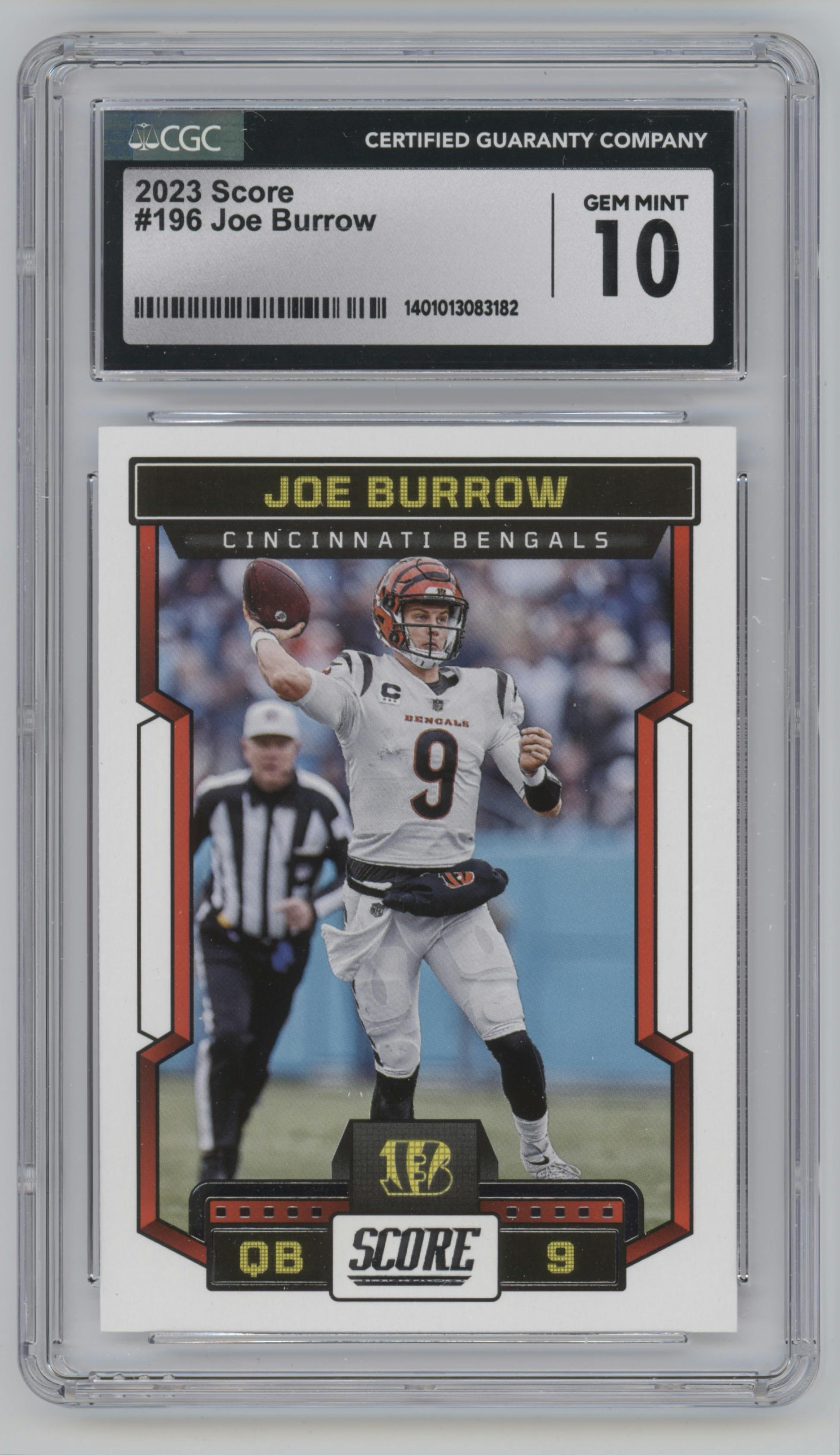 Joe Burrow from the 2023 Panini Score set graded by CSG and given an overall grade of 10.