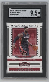 LeBron James from the 2019-20 Panini Contenders set graded by SGC and given an overall grade of 9.5.