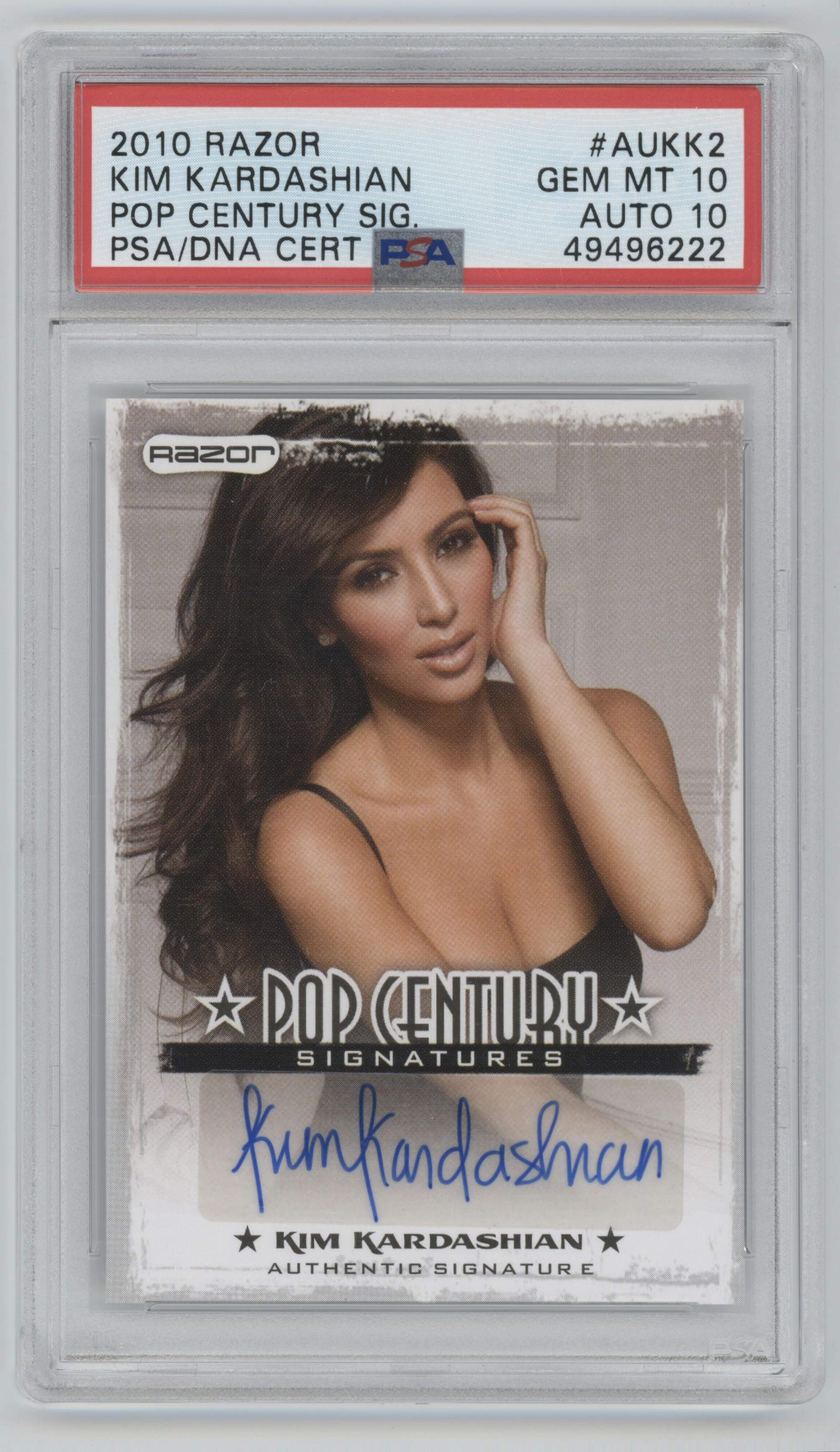 Kim Kardashian from the 2010 Razor Pop Century set graded by PSA and given an overall grade of 10.