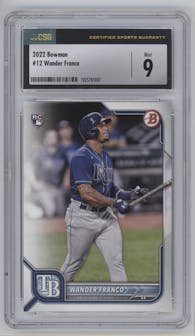 Wander Franco from the 2022 Bowman set graded by CSG and given an overall grade of 9.