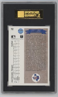 Juan Gonzalez from the 1990 Upper Deck set graded by SGC and given an overall grade of 10.