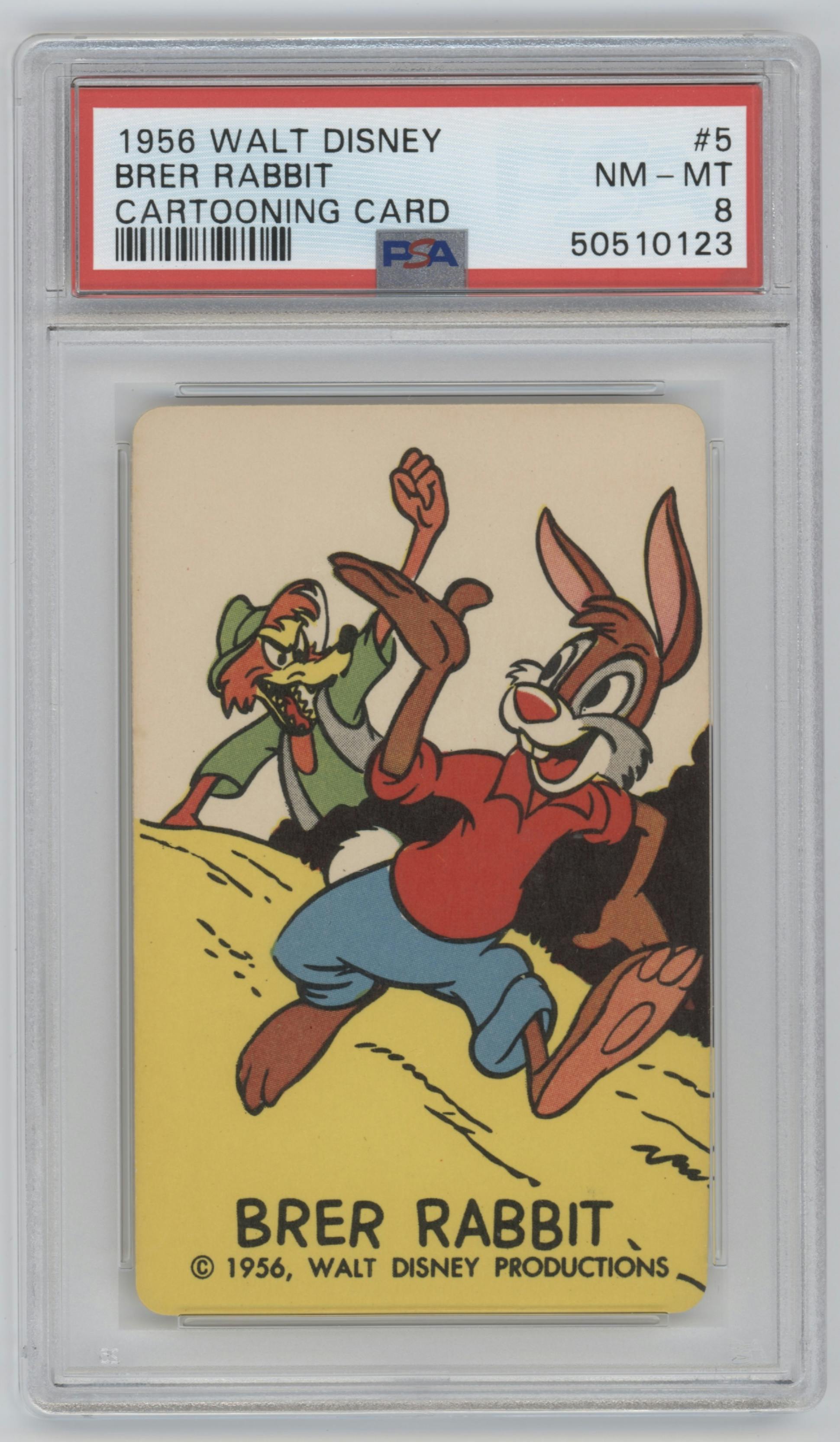 Bret Rabbit from the 1956 Walt Disney Cartooning Card set graded by PSA and given an overall grade of 8.