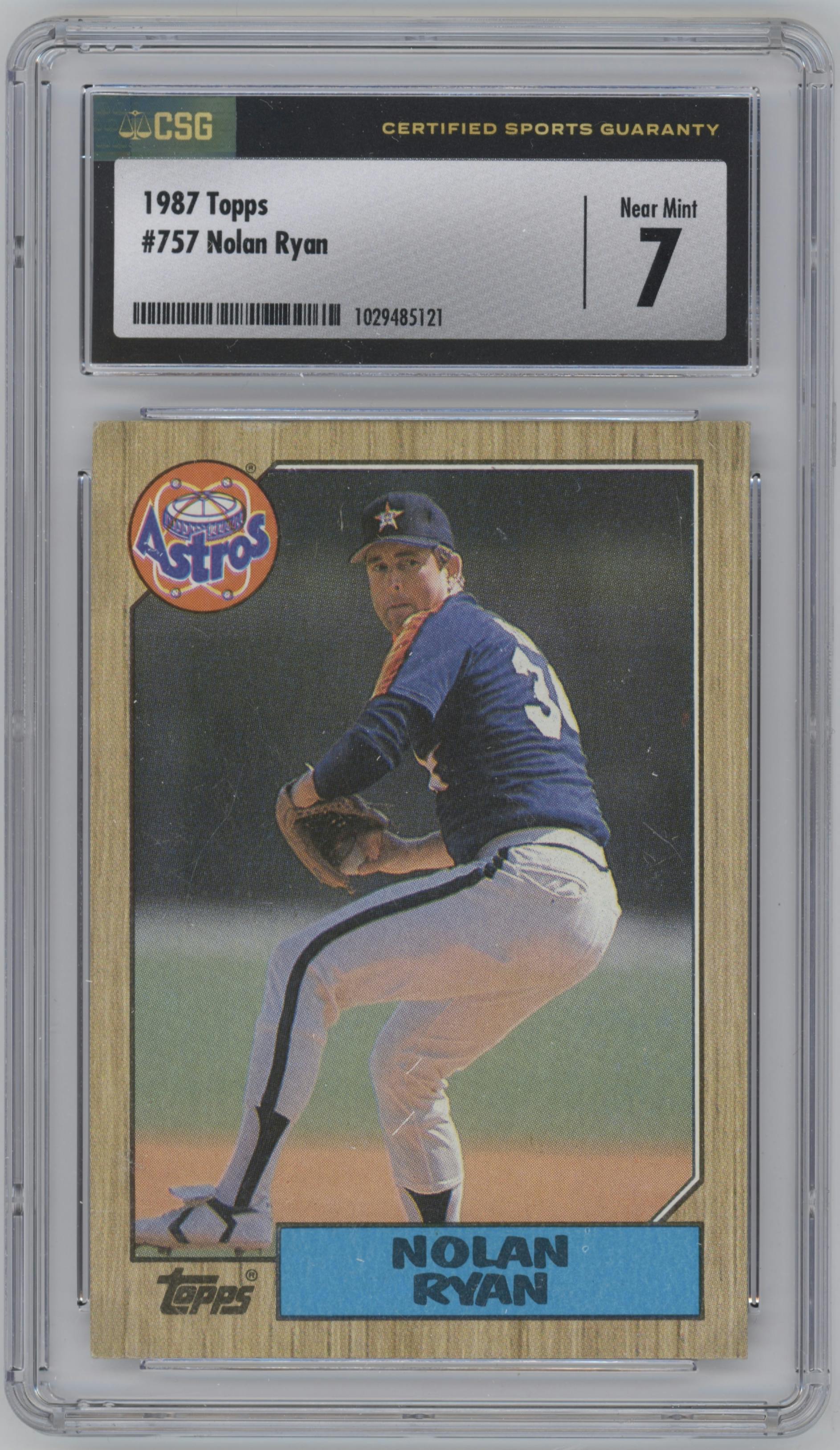Nolan Ryan from the 1987 Topps set graded by CSG and given an overall grade of 7.