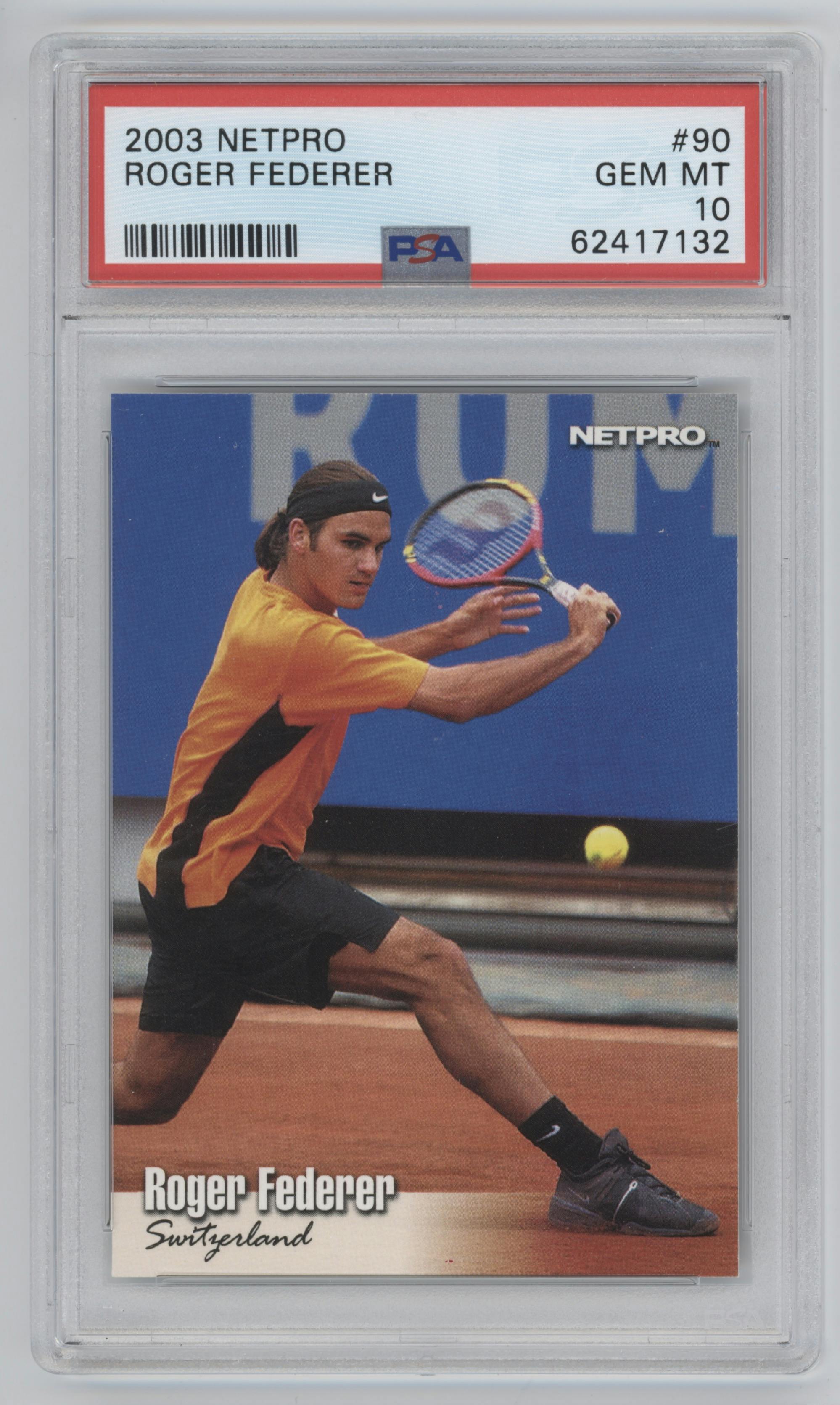 Roger Federer  from the 2003 Netpro set graded by PSA and given an overall grade of 10.