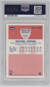 Michael Jordan from the 1986-87 Fleer set graded by PSA and given an overall grade of 8.