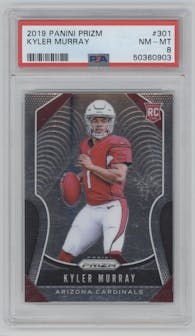 Kyler Murray from the 2019 Panini Prizm set graded by PSA and given an overall grade of 8.