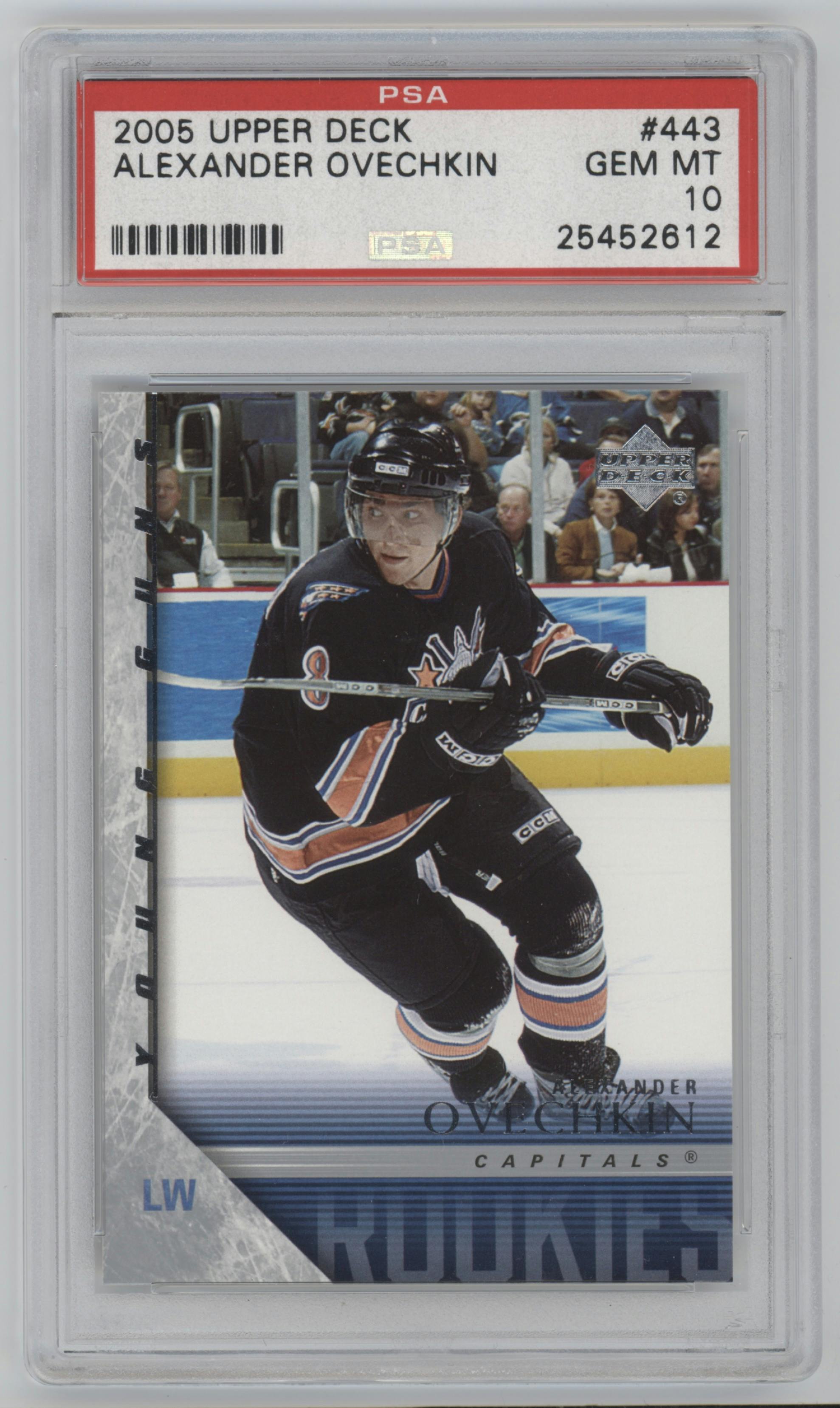 Alexander Ovechkin from the 2005-06 Upper Deck set graded by PSA and given an overall grade of 10.