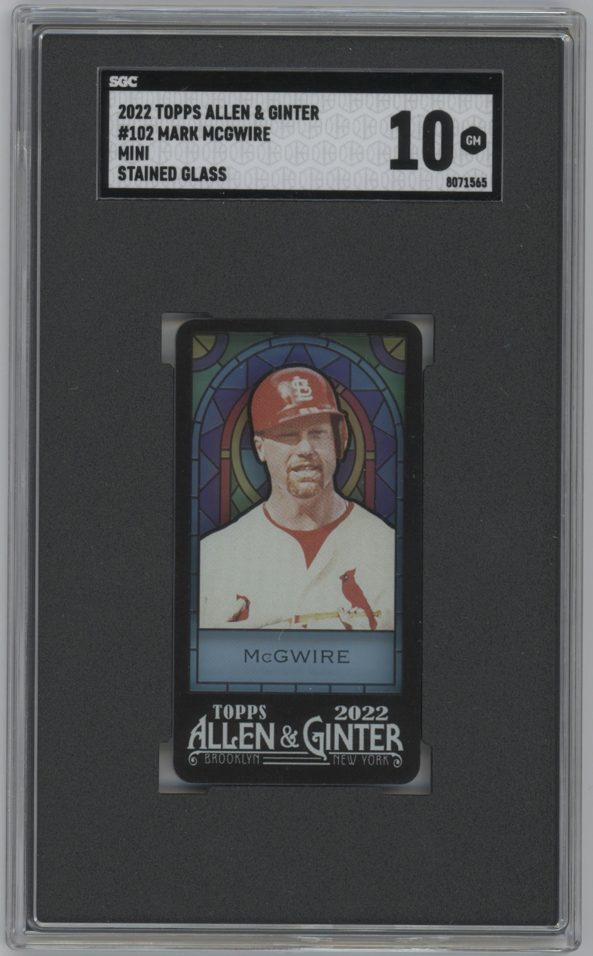 Mark McGwire from the 2022 Topps Allen & Ginter set graded by SGC and given an overall grade of 10.