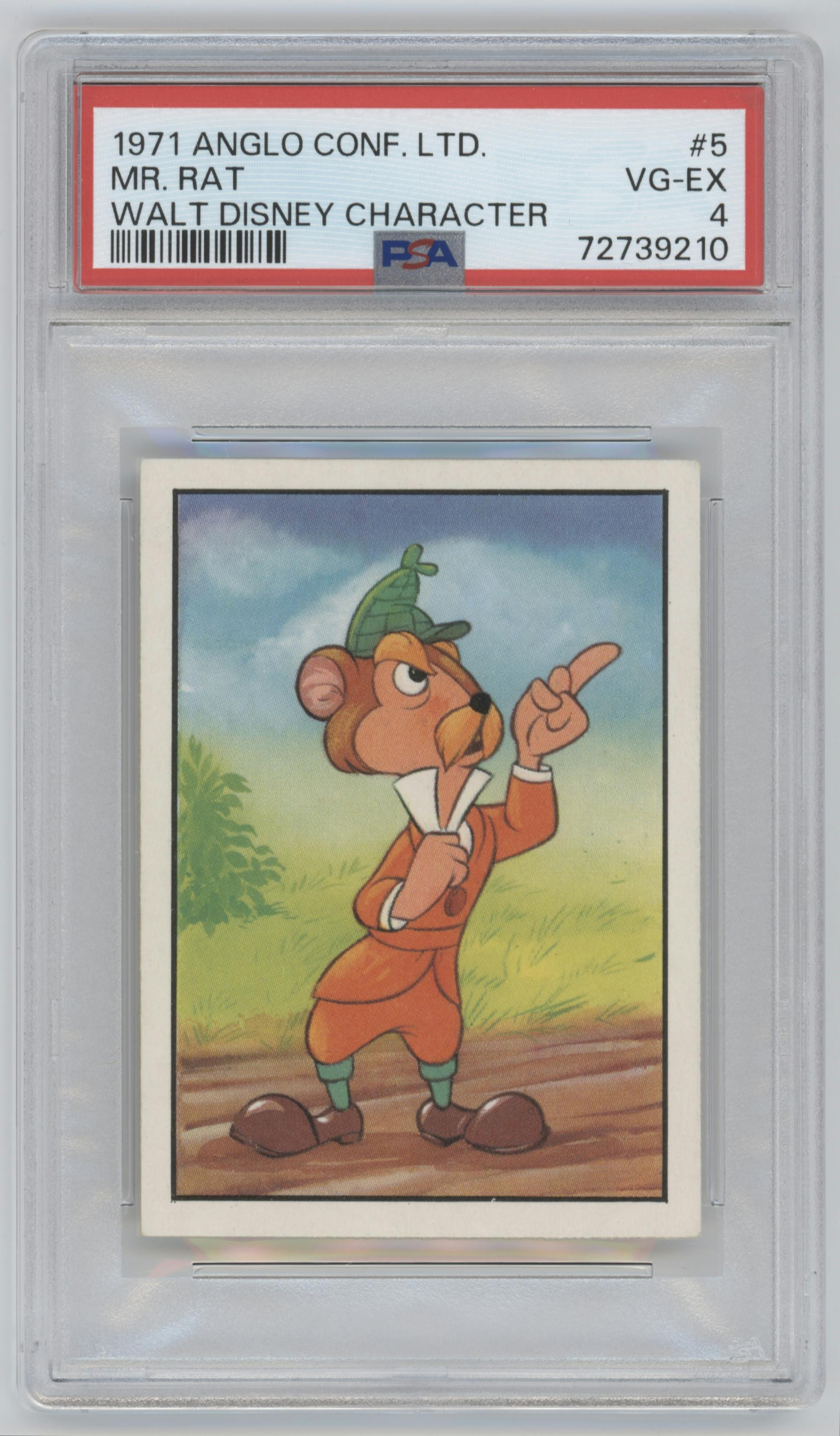 Mr. Rat from the 1971 Anglo Confectionery Ltd. Walt Disney Character set graded by PSA and given an overall grade of 4.