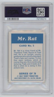 Mr. Rat from the 1971 Anglo Confectionery Ltd. Walt Disney Character set graded by PSA and given an overall grade of 4.