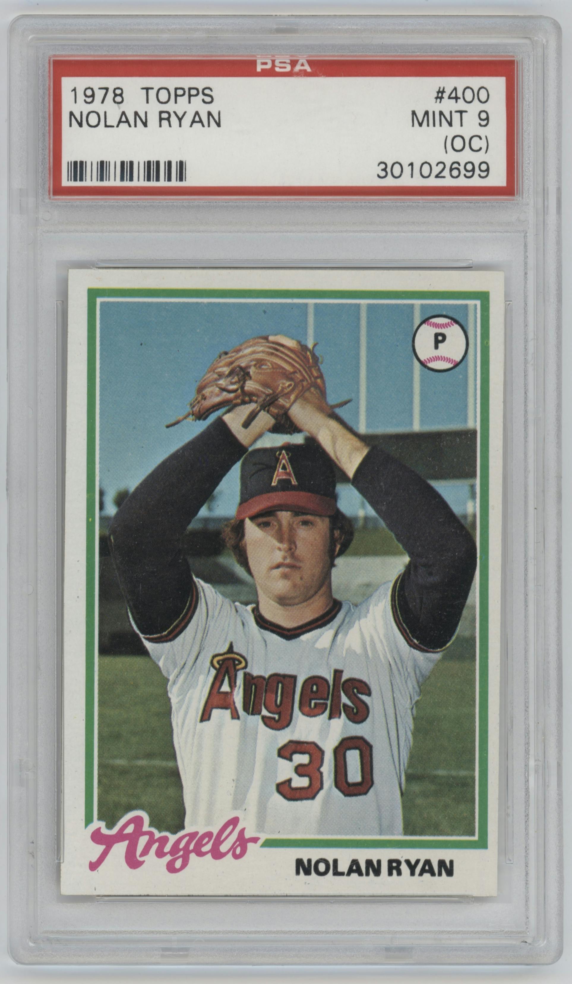 Nolan Ryan from the 1978 Topps set graded by PSA and given an overall grade of 9.