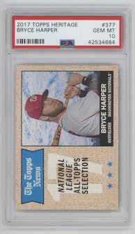 Bryce Harper from the 2017 Topps Heritage set graded by PSA and given an overall grade of 10.