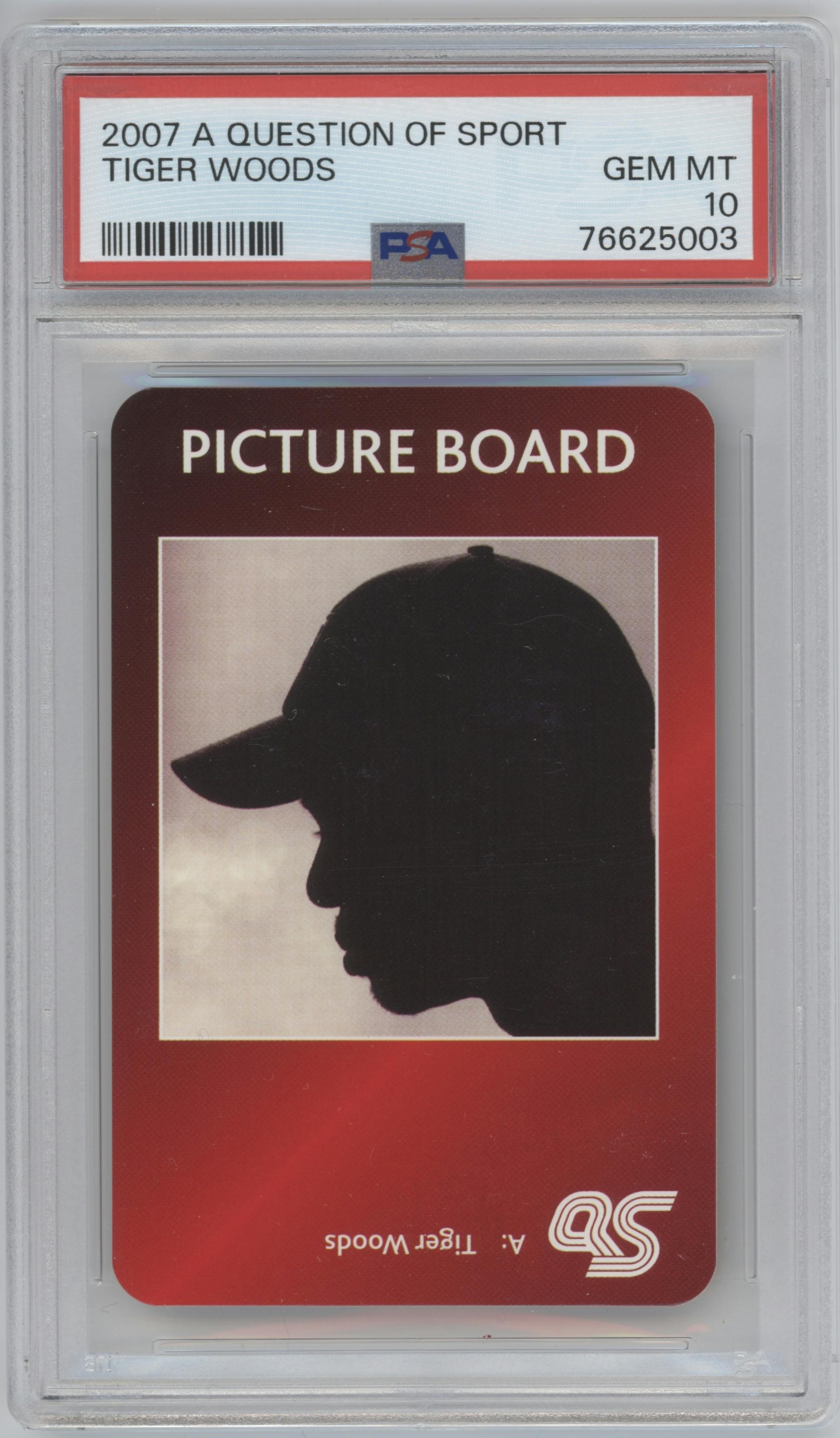 Tiger Woods from the 2007 A Question Of Sport set graded by PSA and given an overall grade of 10.