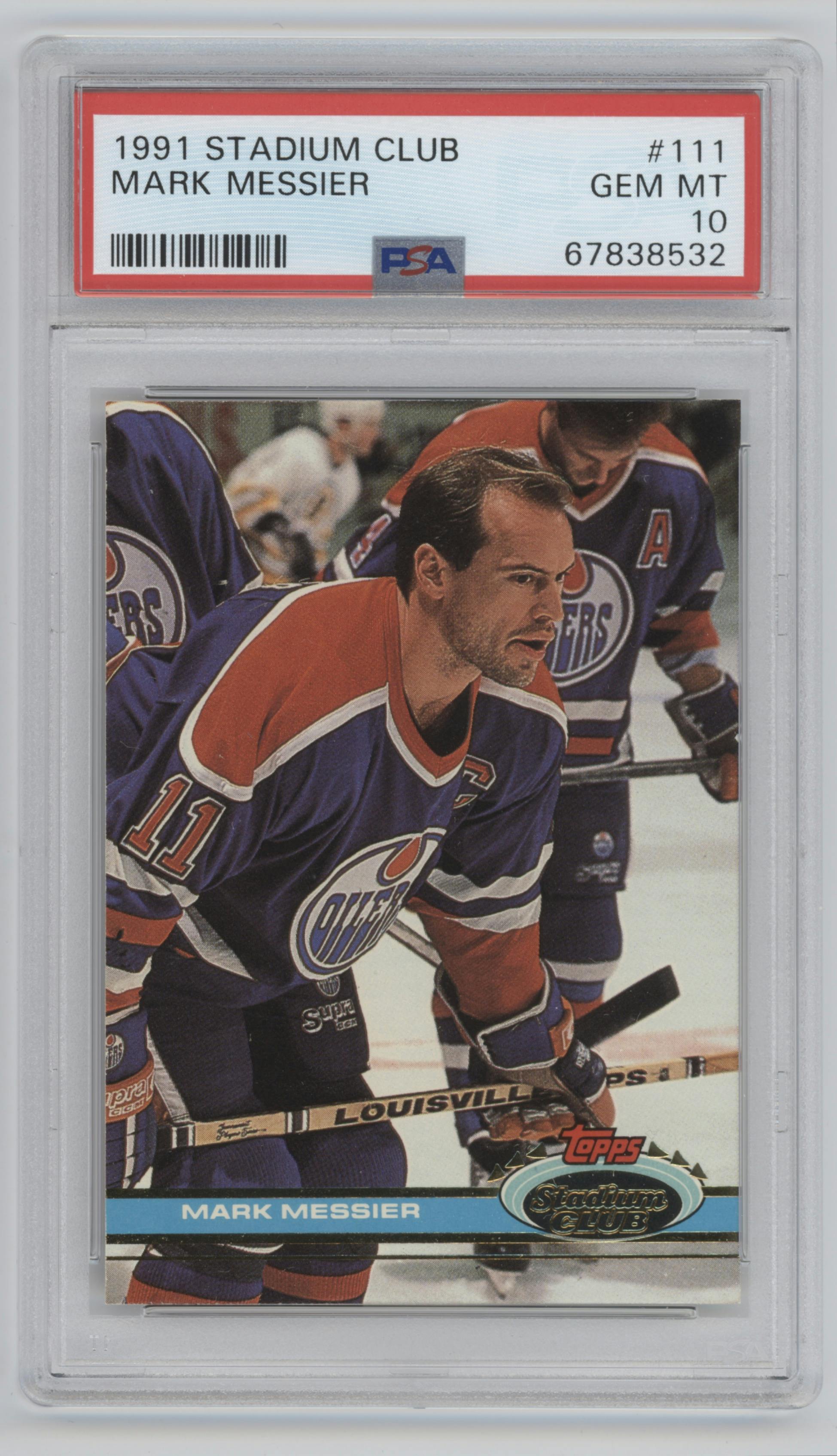 Mark Messier from the 1991-92 Stadium Club set graded by PSA and given an overall grade of 10.