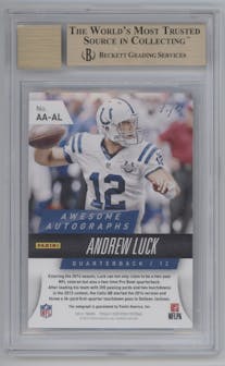 Andrew Luck from the 2014 Panini Totally Certified set featuring a Green parallel graded by Beckett and given an overall grade of 9.5.