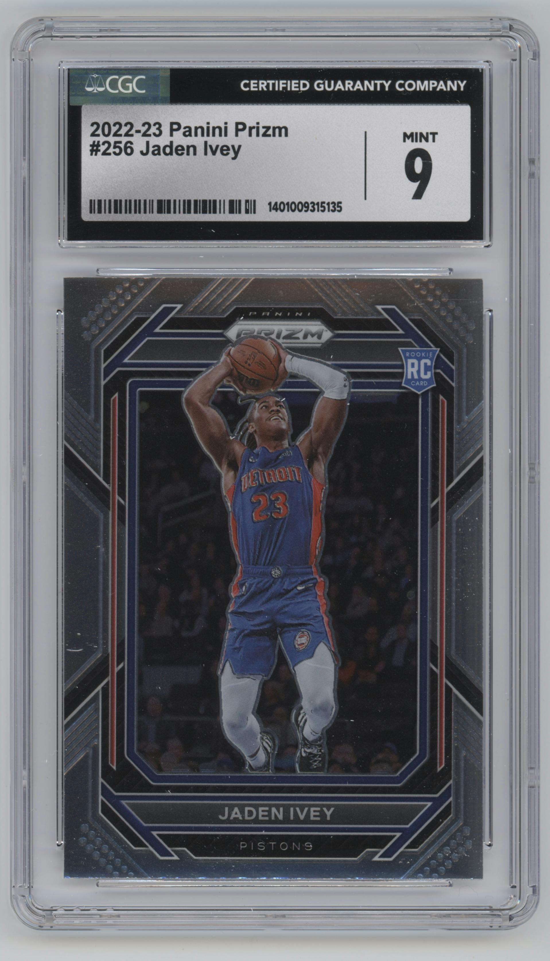 Jaden Ivey from the 2022-23 Panini Prizm  set graded by CSG and given an overall grade of 9.