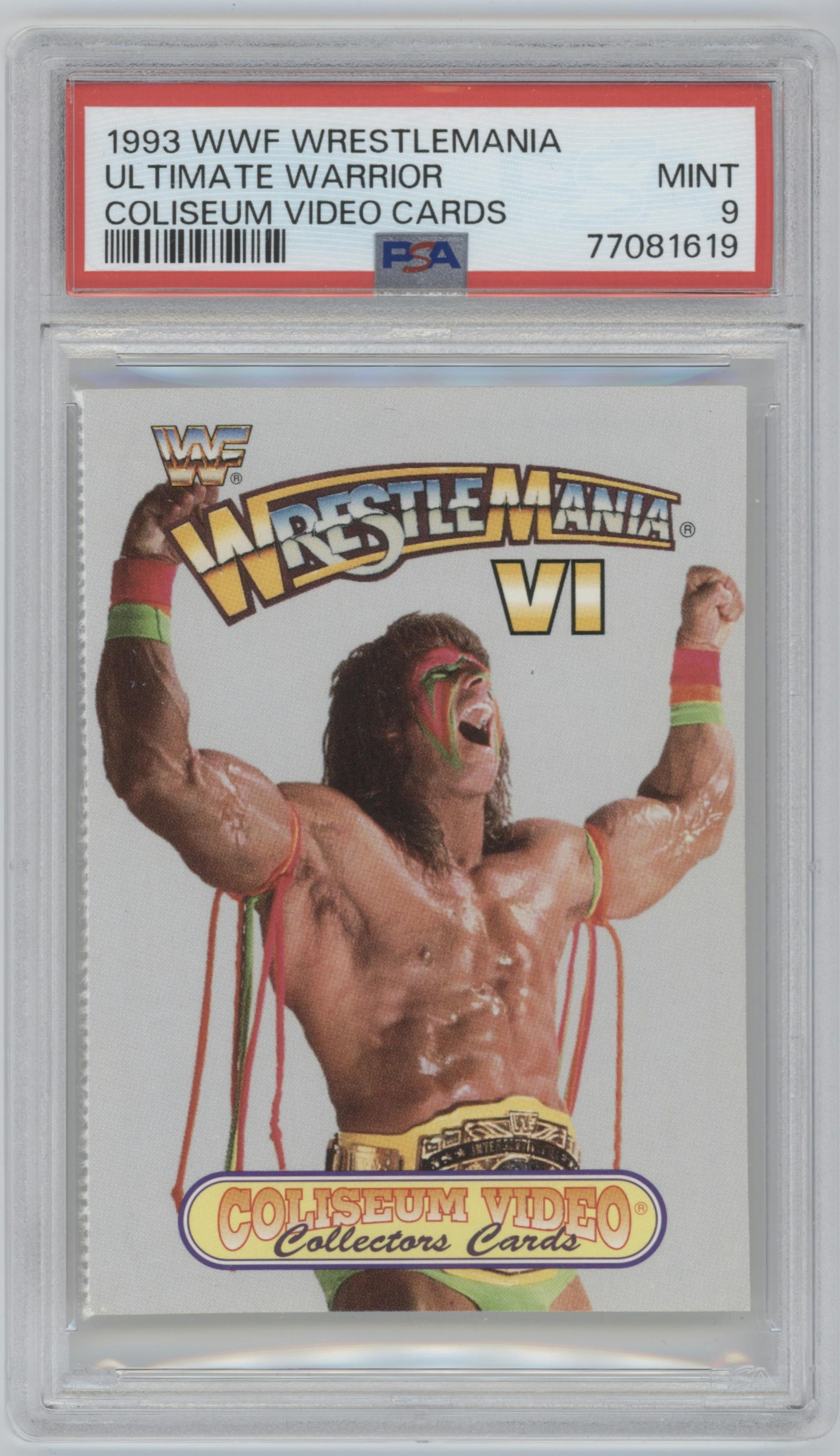 Ultimate Warrior from the 1993 Coliseum Video set graded by PSA and given an overall grade of 9.