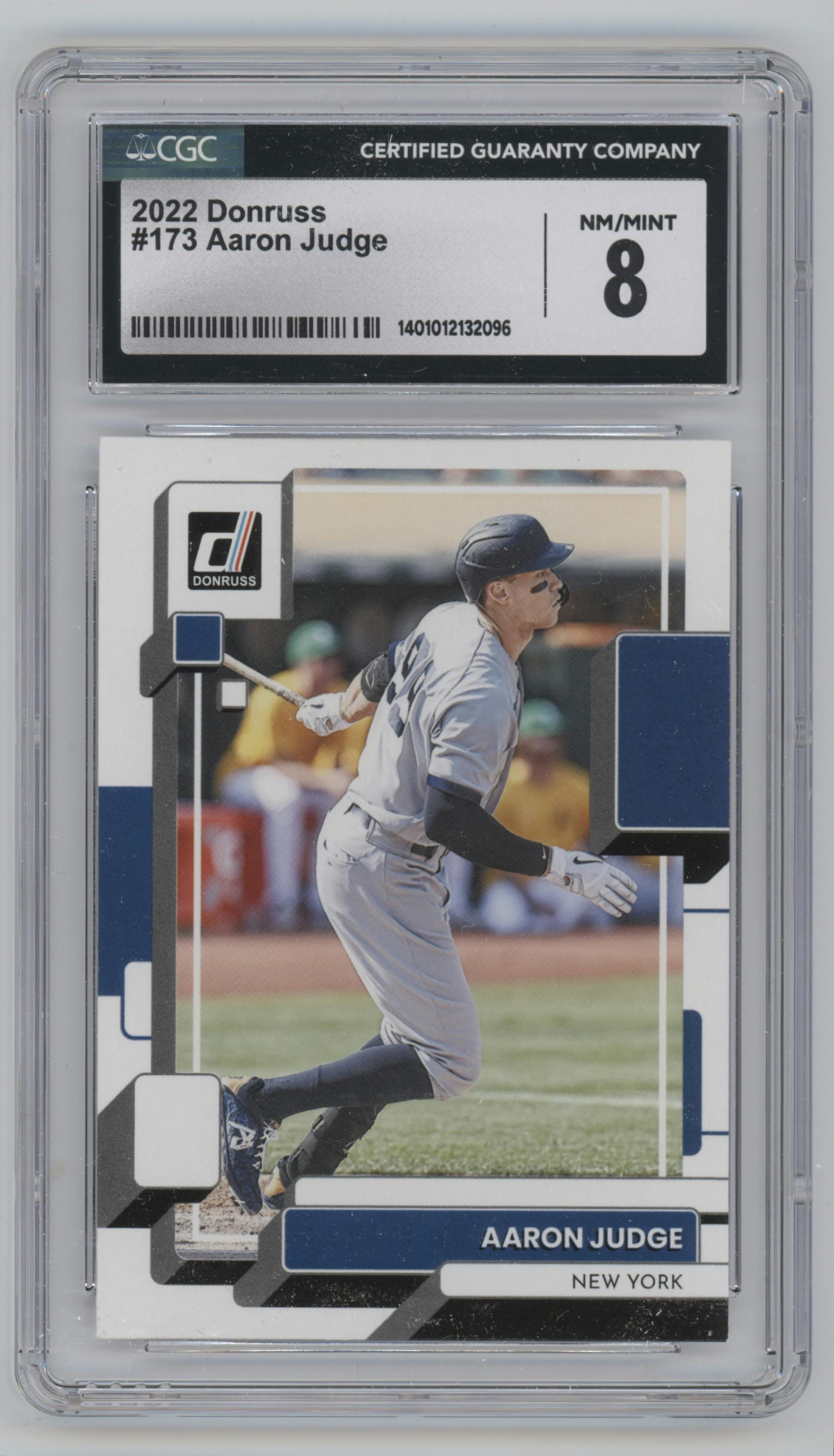 Aaron Judge from the 2022 Panini Donruss set graded by CSG and given an overall grade of 8.