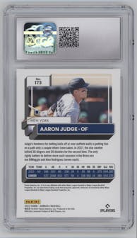 Aaron Judge from the 2022 Panini Donruss set graded by CSG and given an overall grade of 8.