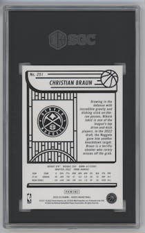 Christian Braun from the 2022-23 Panini NBA Hoops set graded by SGC and given an overall grade of 9.5.