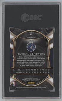 Anthony Edwards from the 2020-21 Panini Select  set featuring a Red/White/Orange Flash parallel graded by SGC and given an overall grade of 8.5.