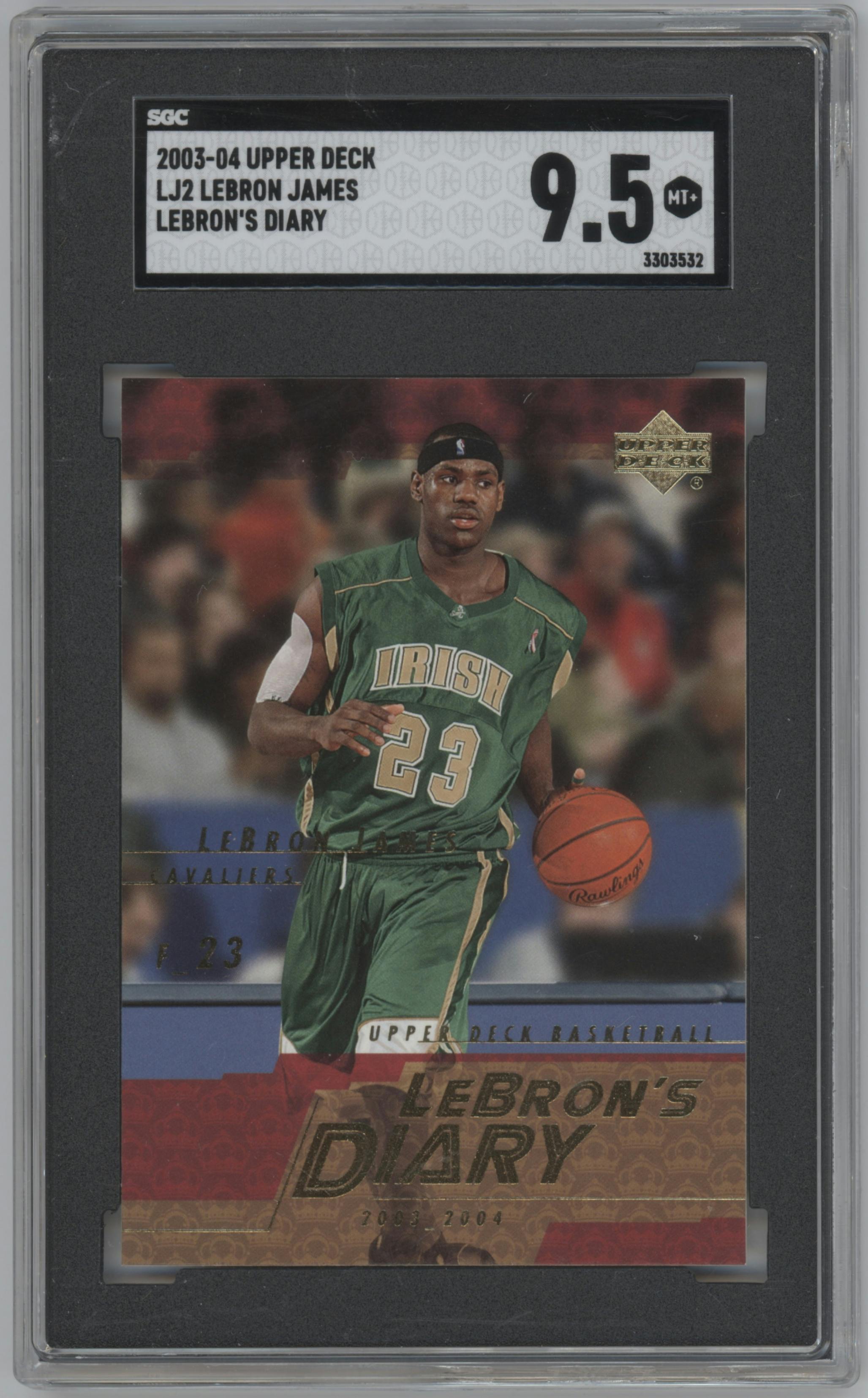 LeBron James from the 2003-04 Upper Deck set graded by SGC and given an overall grade of 9.5.